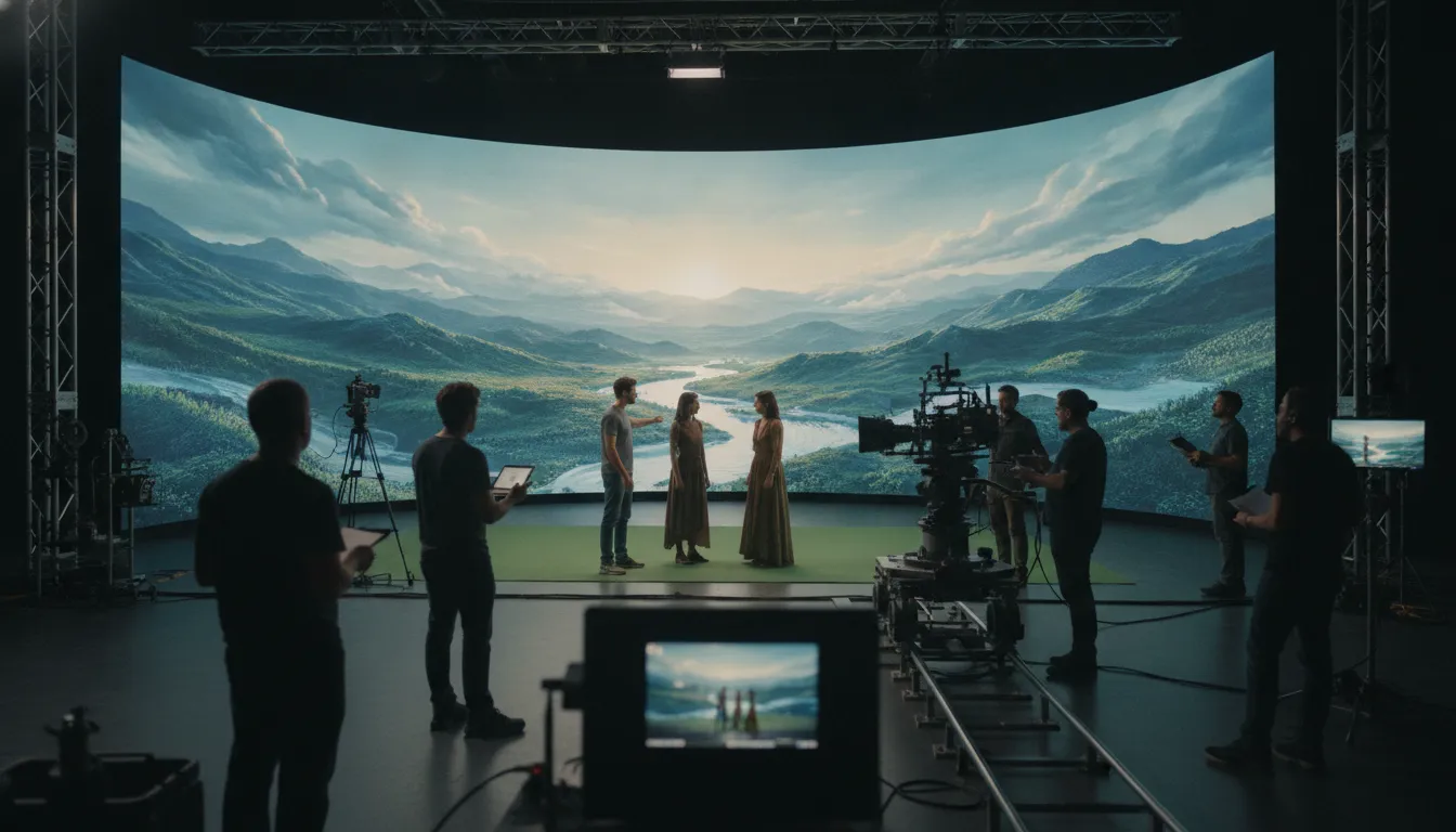 Virtual production stage with LED volume and real-time visualization
