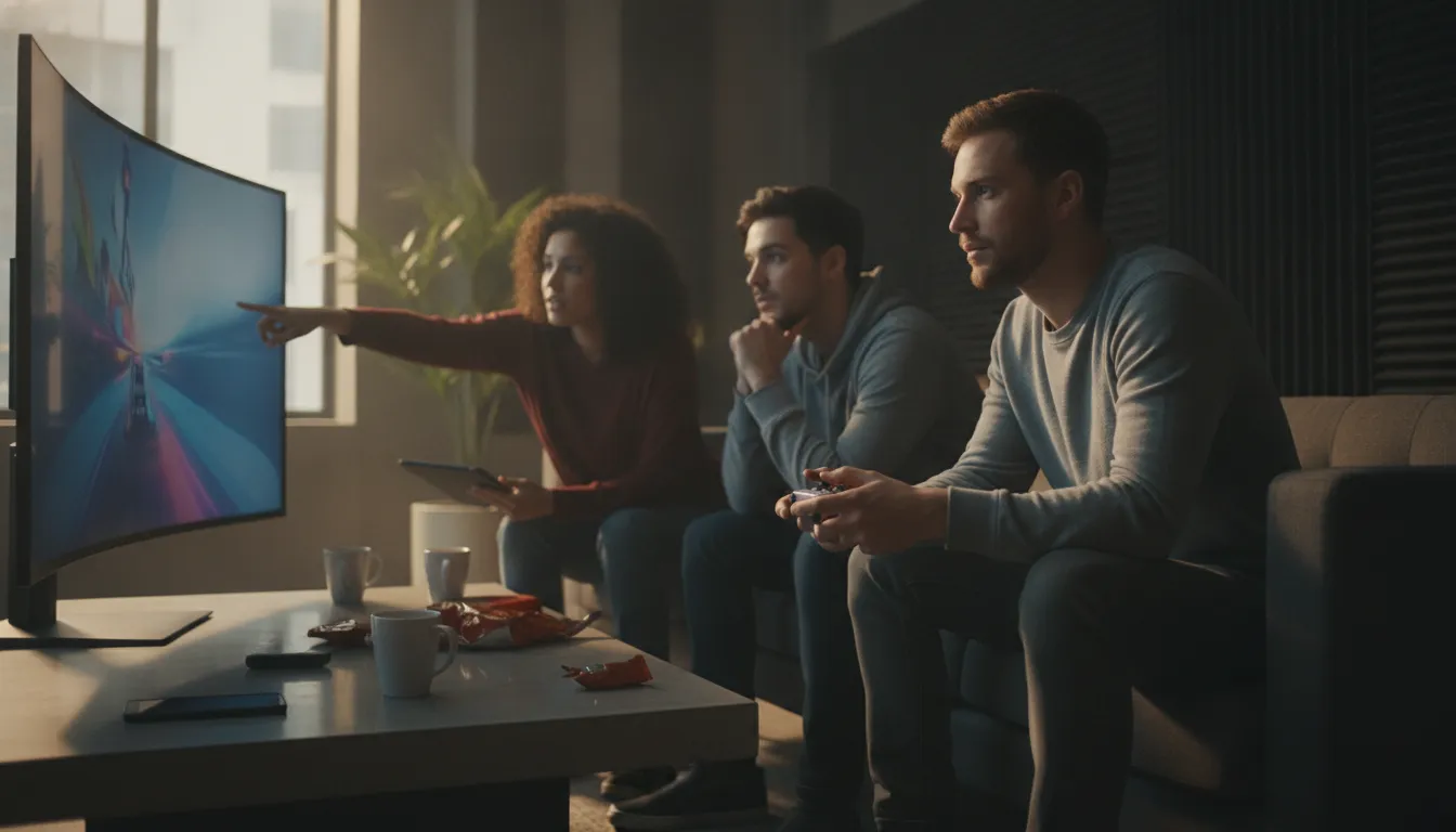 Game QA services team collaborating on a cross-platform release