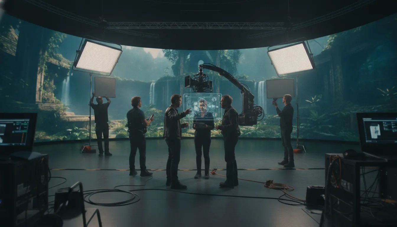 Production team coordinating a connected film and IP ecosystem workflow