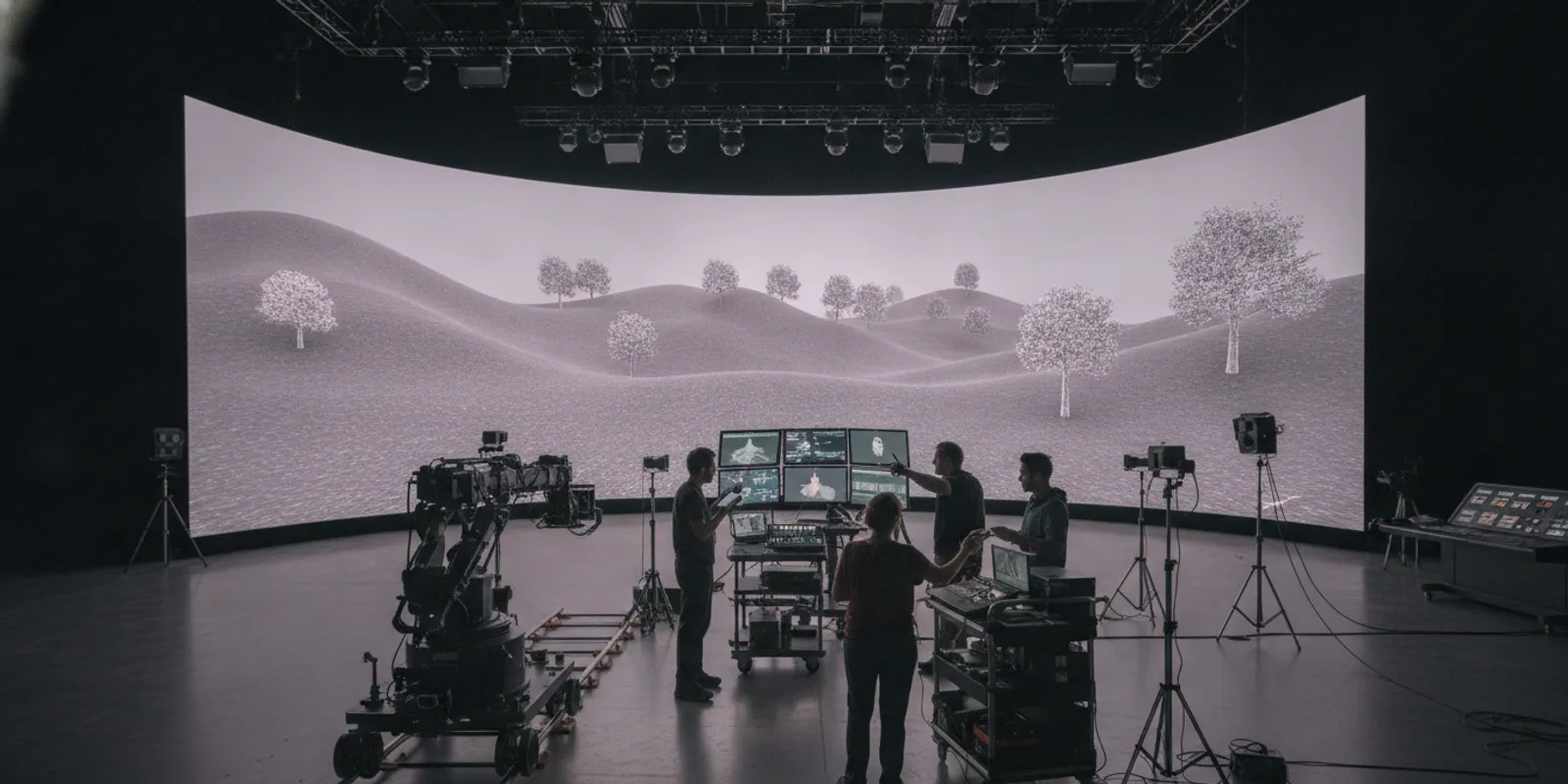 Production technology services connecting a virtual production stage and digital filmmaking workflow
