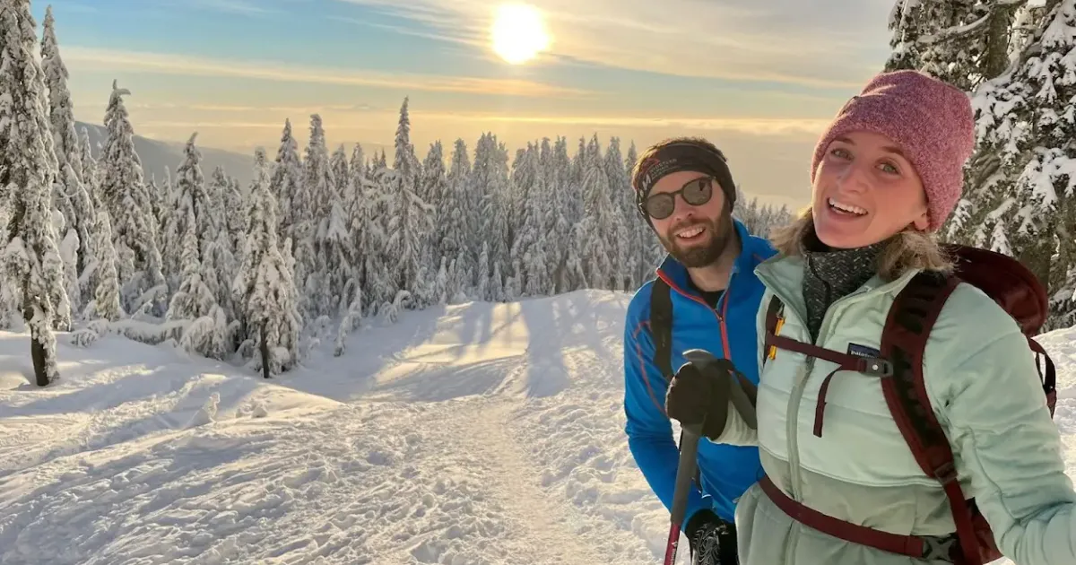 Emma and partner skiing