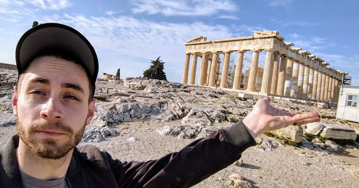 Mac posing in front of the pantheon