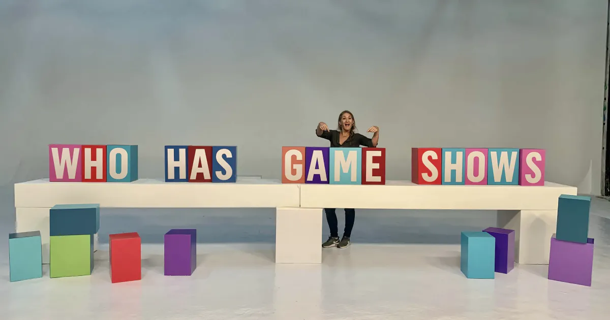 Melanee on the set of "Who Has Game Shows"