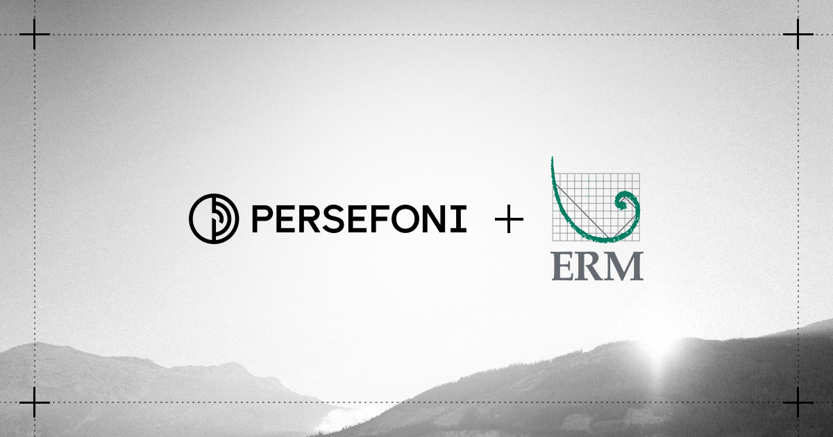 Persefoni and ERM logos in a faded mountainous background