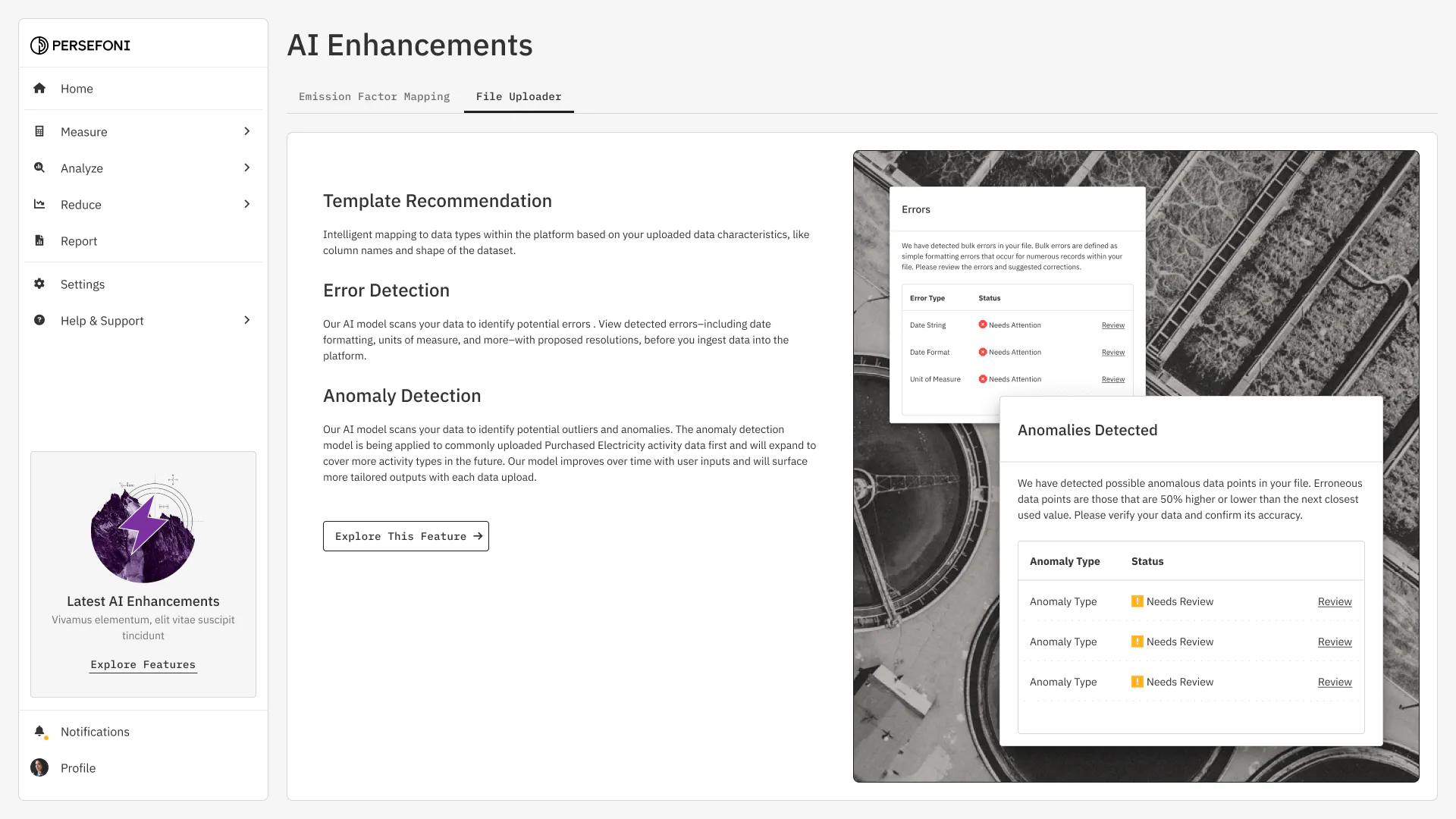 Persefoni AI File Uploader UI