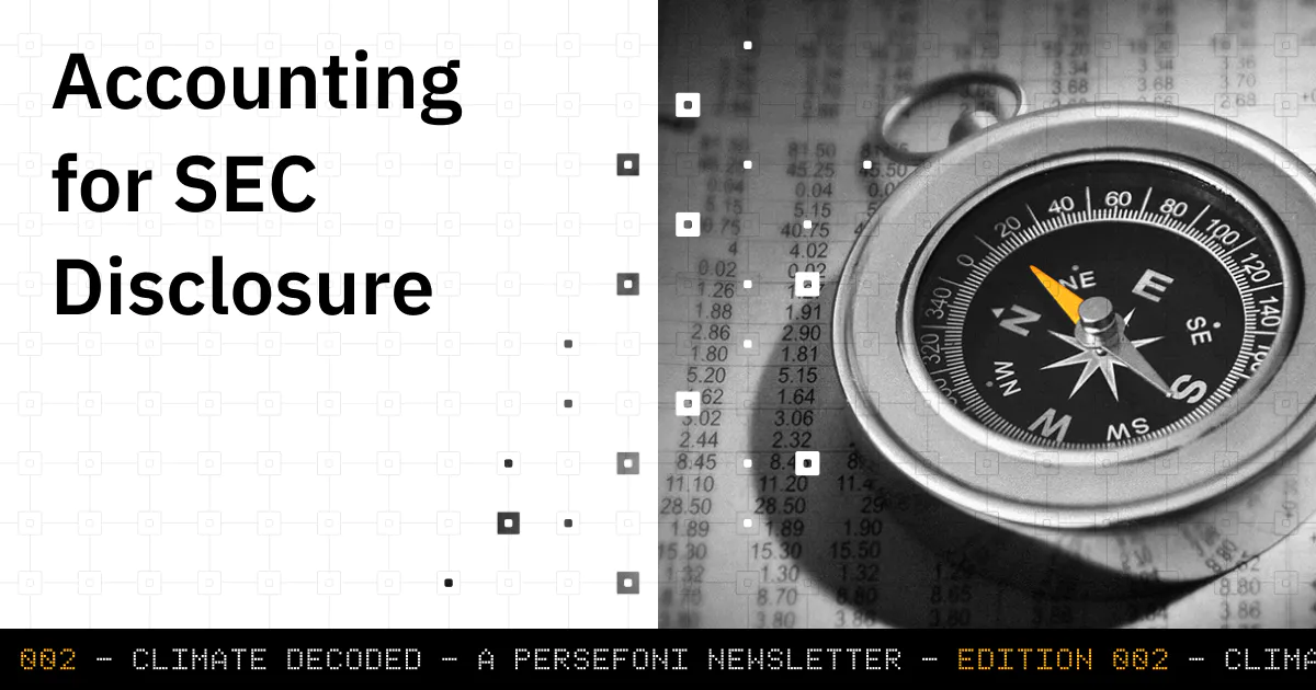 An image split into two parts. The left section has the text "Accounting for SEC Disclosure" and the right has an image of a compass pointing north.