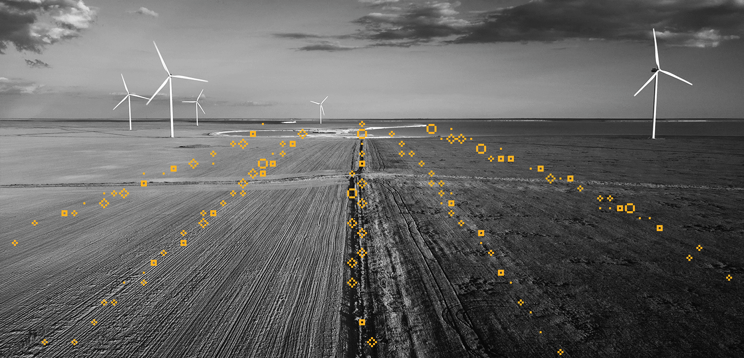 wind turbines in field