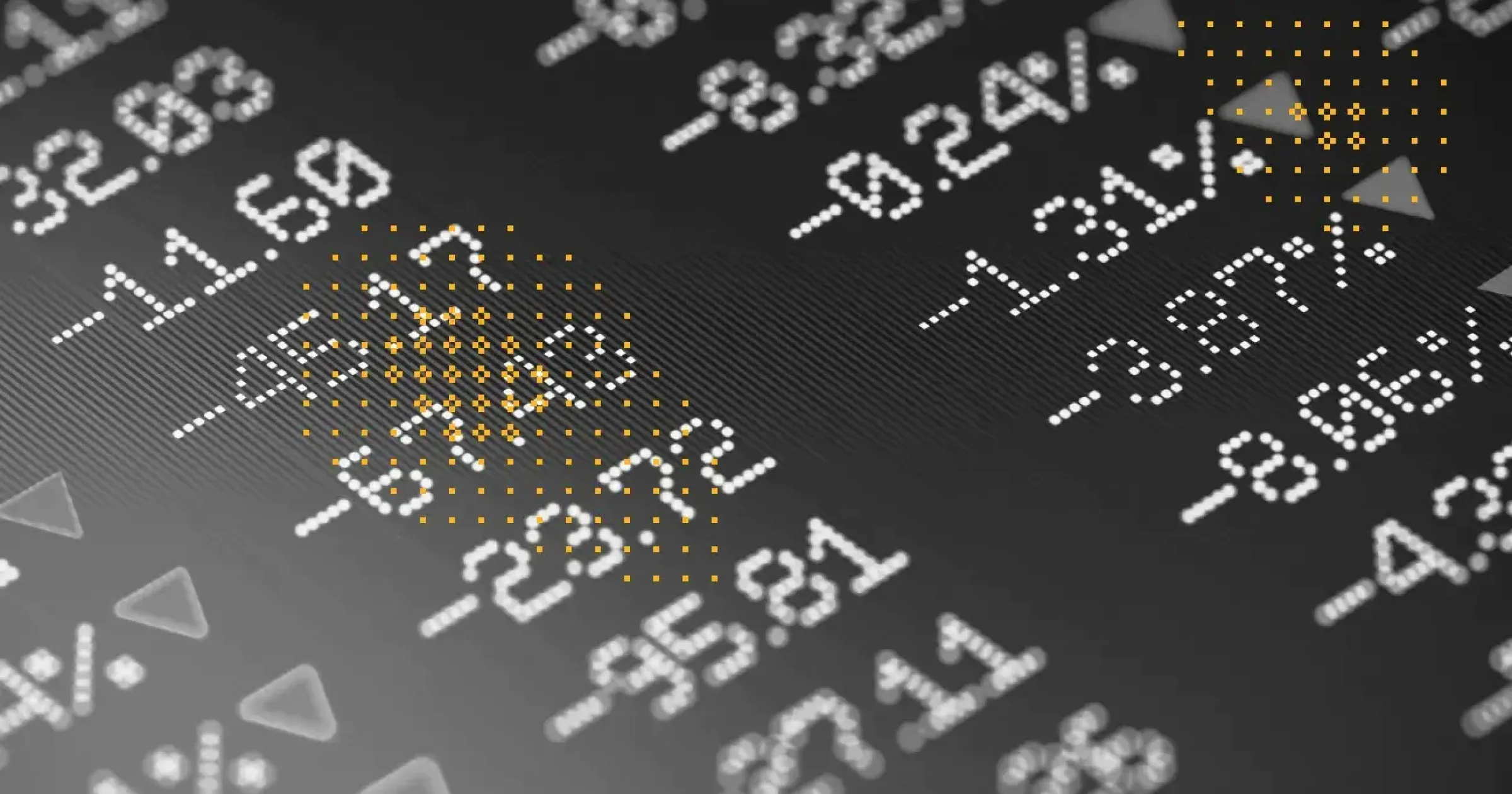 snapshot of a stock exchange screen with yellow glyphs representing financed emissions