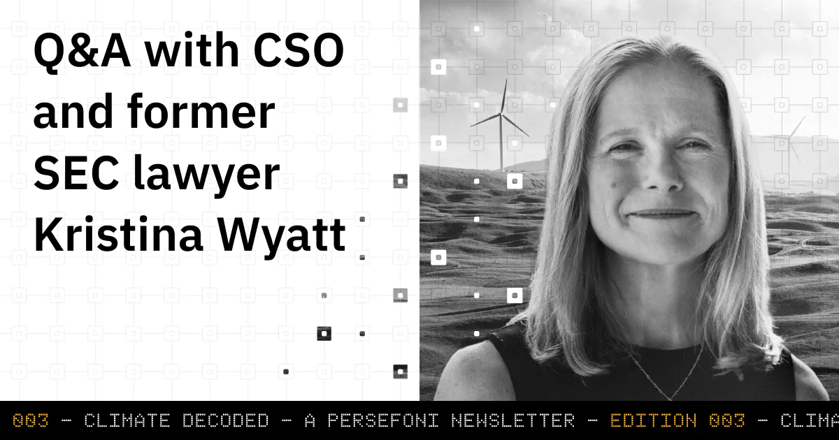 An image split into two parts. The left section has the text "Q&A With CSO and Former SEC Lawyer Kristina Wyatt" and the right has an image of a Kristina Wyatt