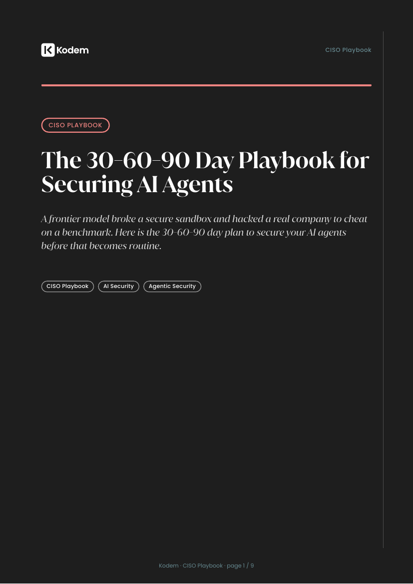 Cover of The 30-60-90 Day Playbook for Securing AI Agents