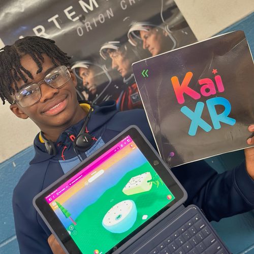 student with Kai XR on computer