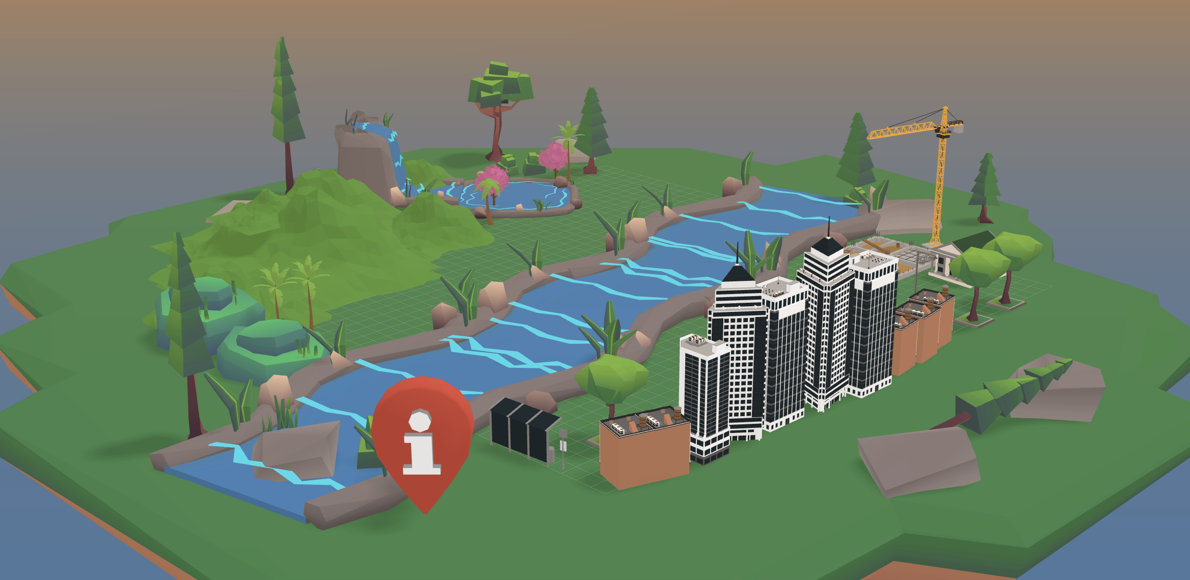 kai xr makerspace scene with city and nature park