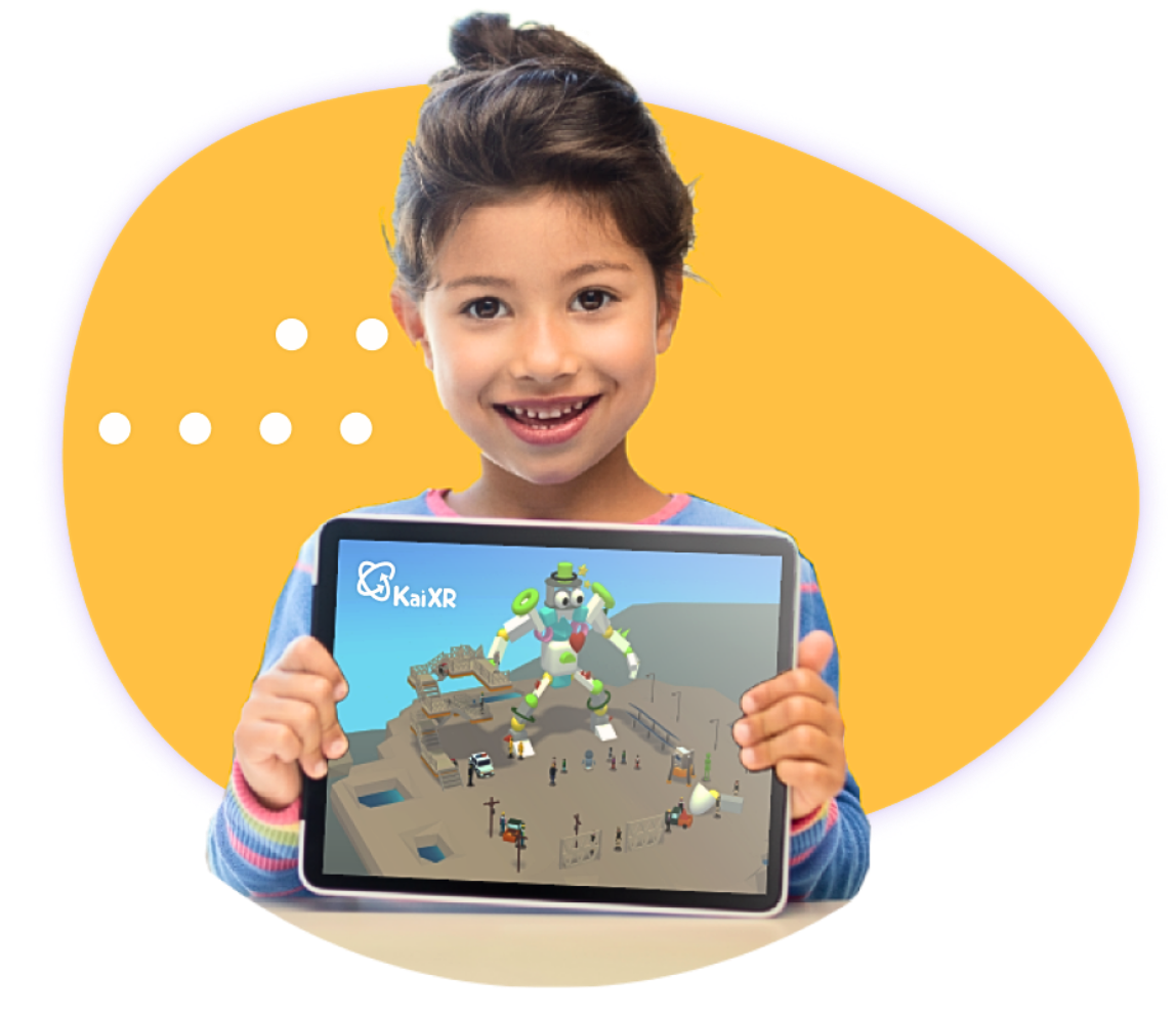 student holding tablet