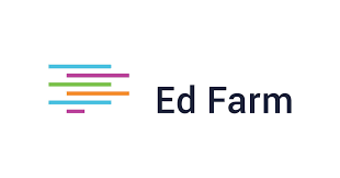 Ed Farm logo with colorful horizontal lines stacked on the left and the text Ed Farm on the right.