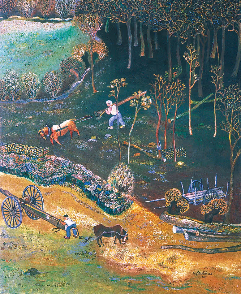 Les charretiers en forêt