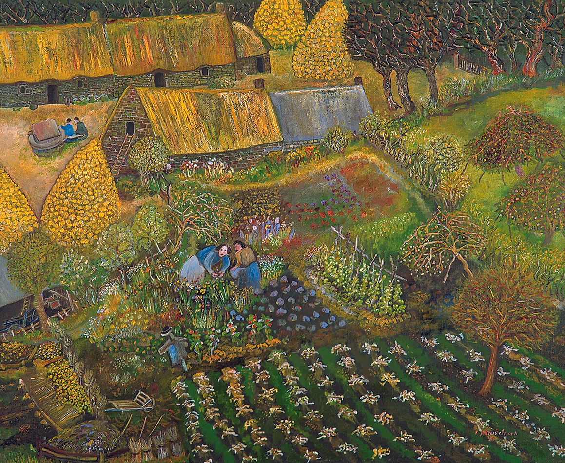 Peinture de Lucien Pouëdras : Le jardin de ma tante.