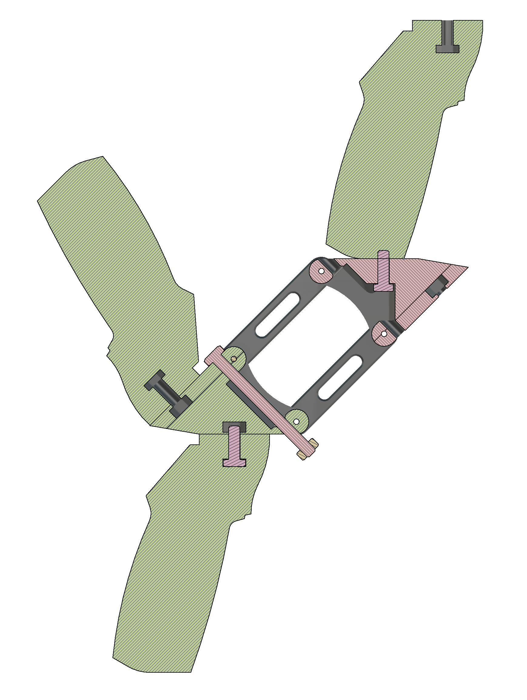 Figure 18. A section view of the damper shows both handles and a gimbal attached. No spring is visible. 