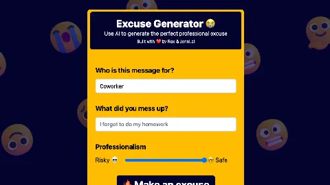Excuse Generator via AI
