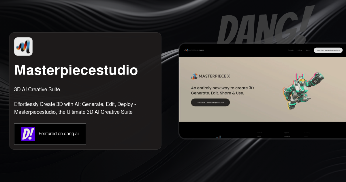 3D AI Creative Suite Masterpiecestudio