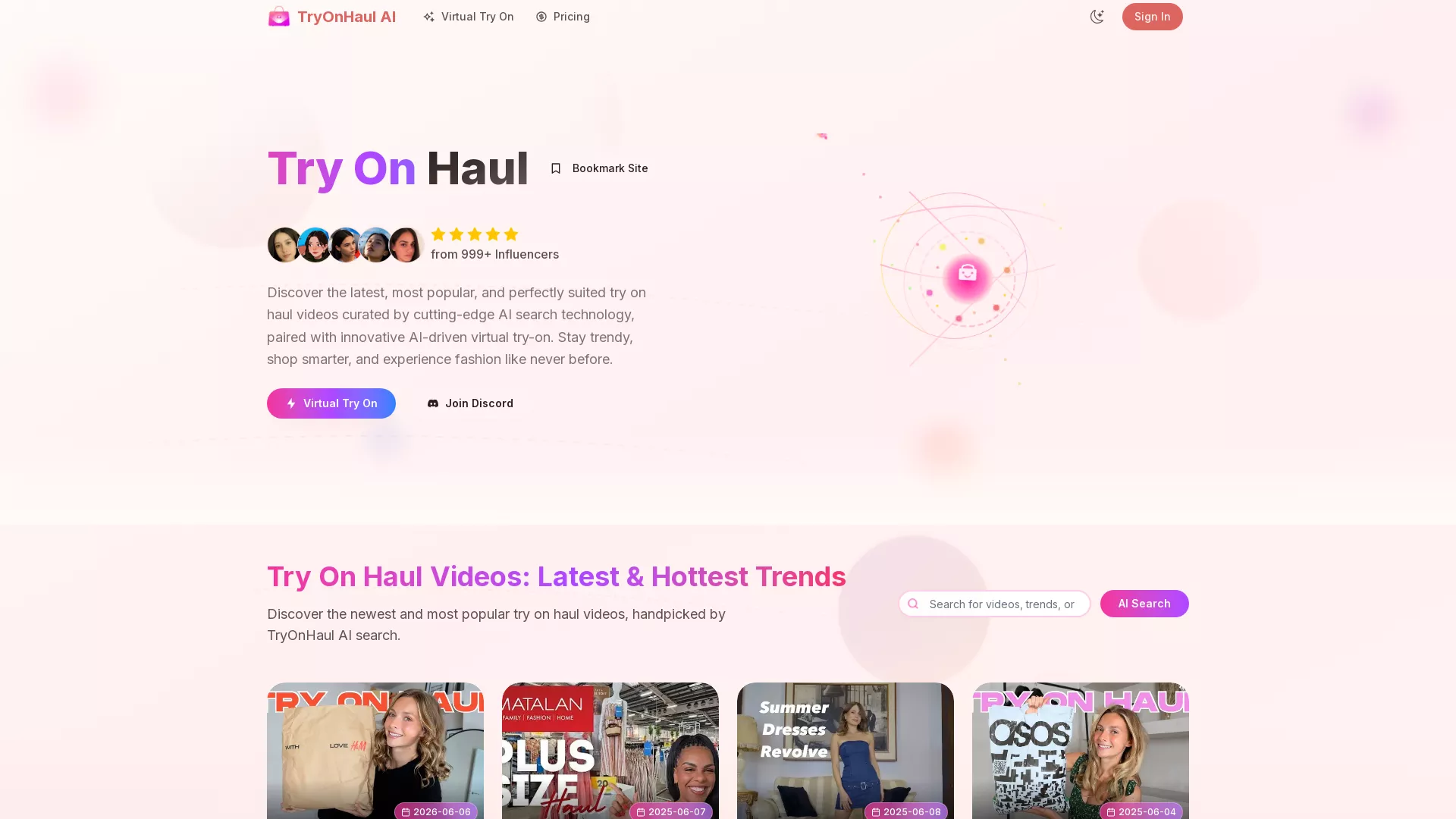 TryOnHaul AI - AI Fashion Tool Website Screenshot