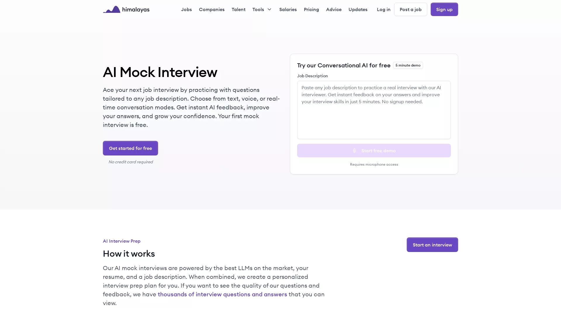 AI Mock Interviews - AI Mock Interview Tool Website Screenshot