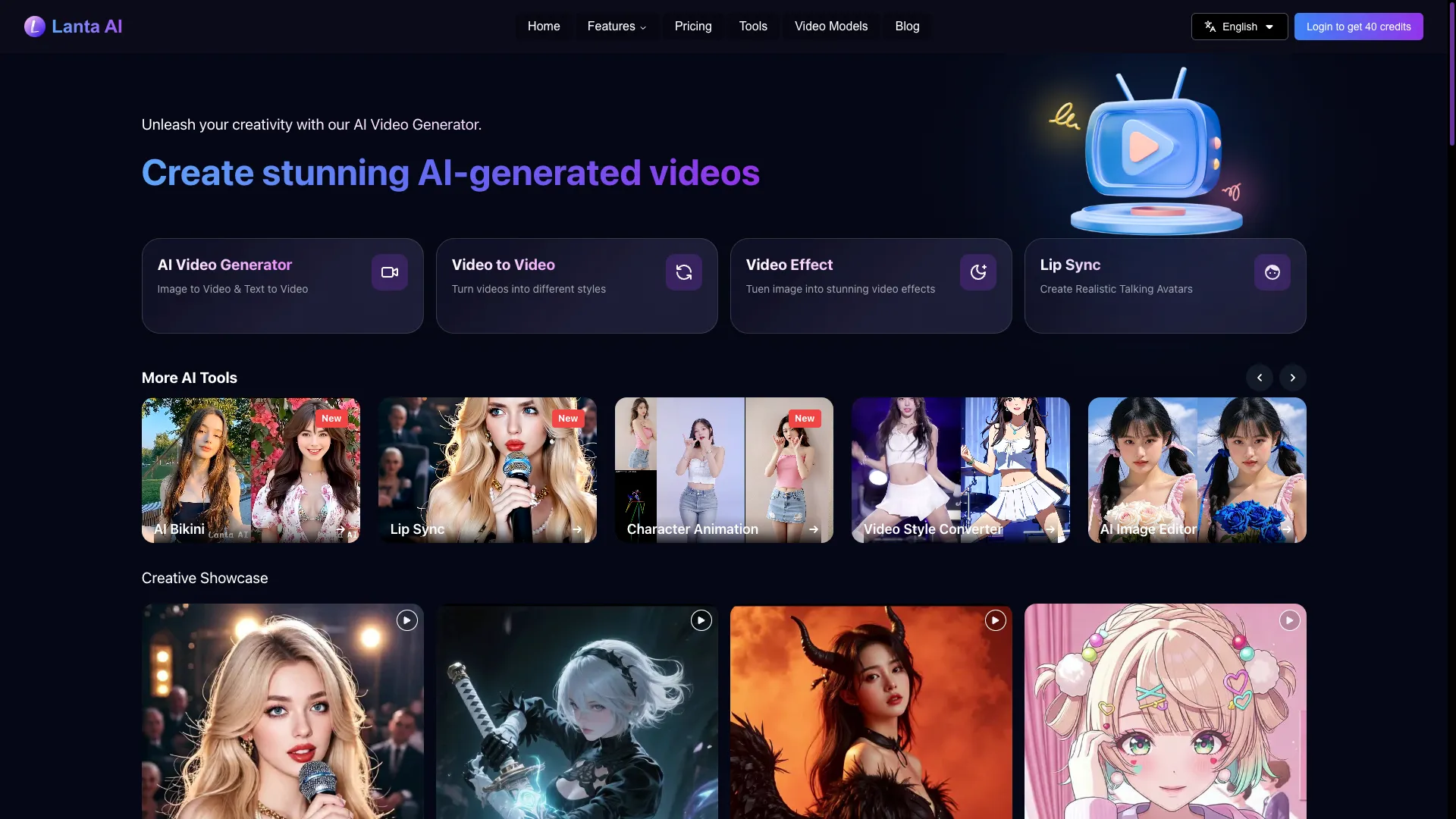 Lanta AI - AI Video Generator Website Screenshot