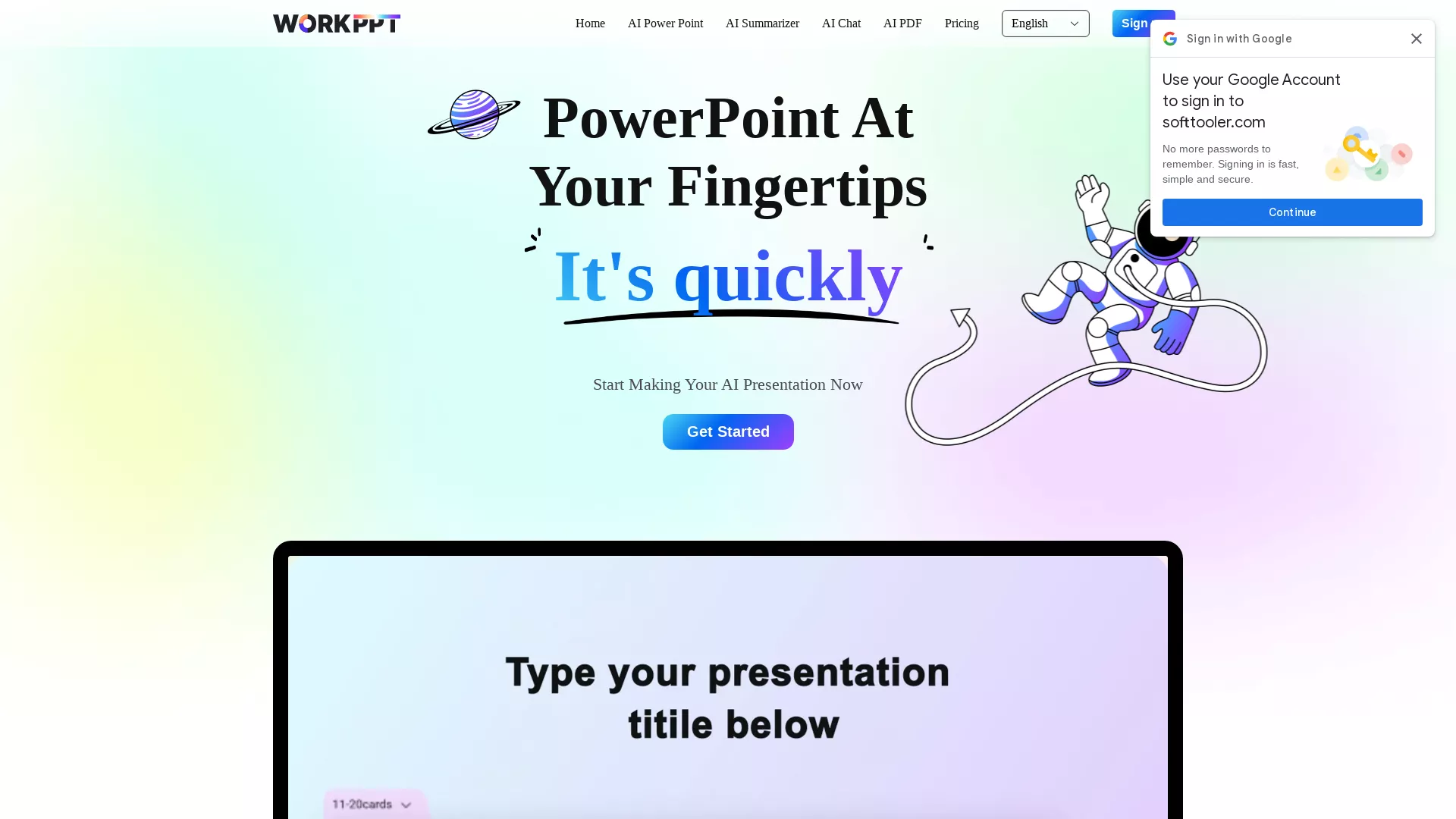 WorkPPT - AI Slides Generator Website Screenshot