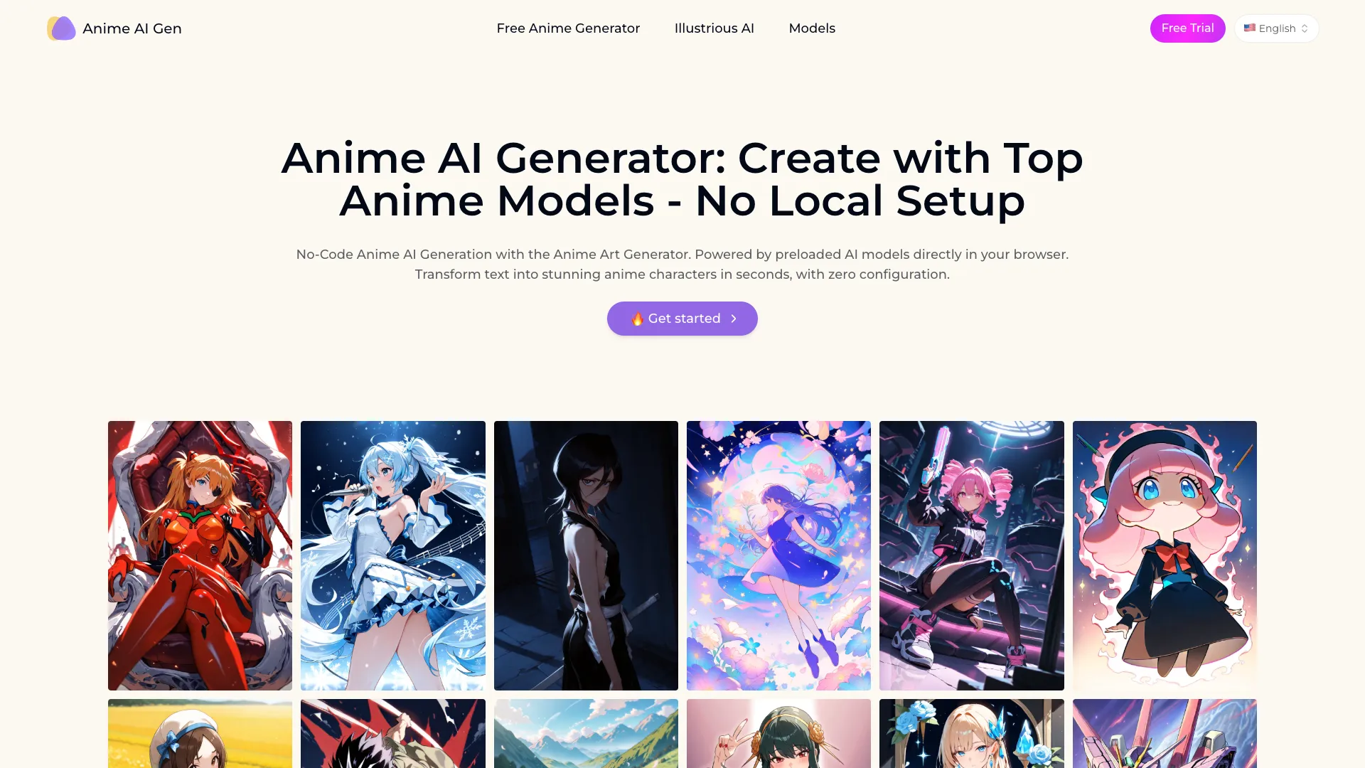 Anime Ai Art Generator - AI Anime Generator Website Screenshot