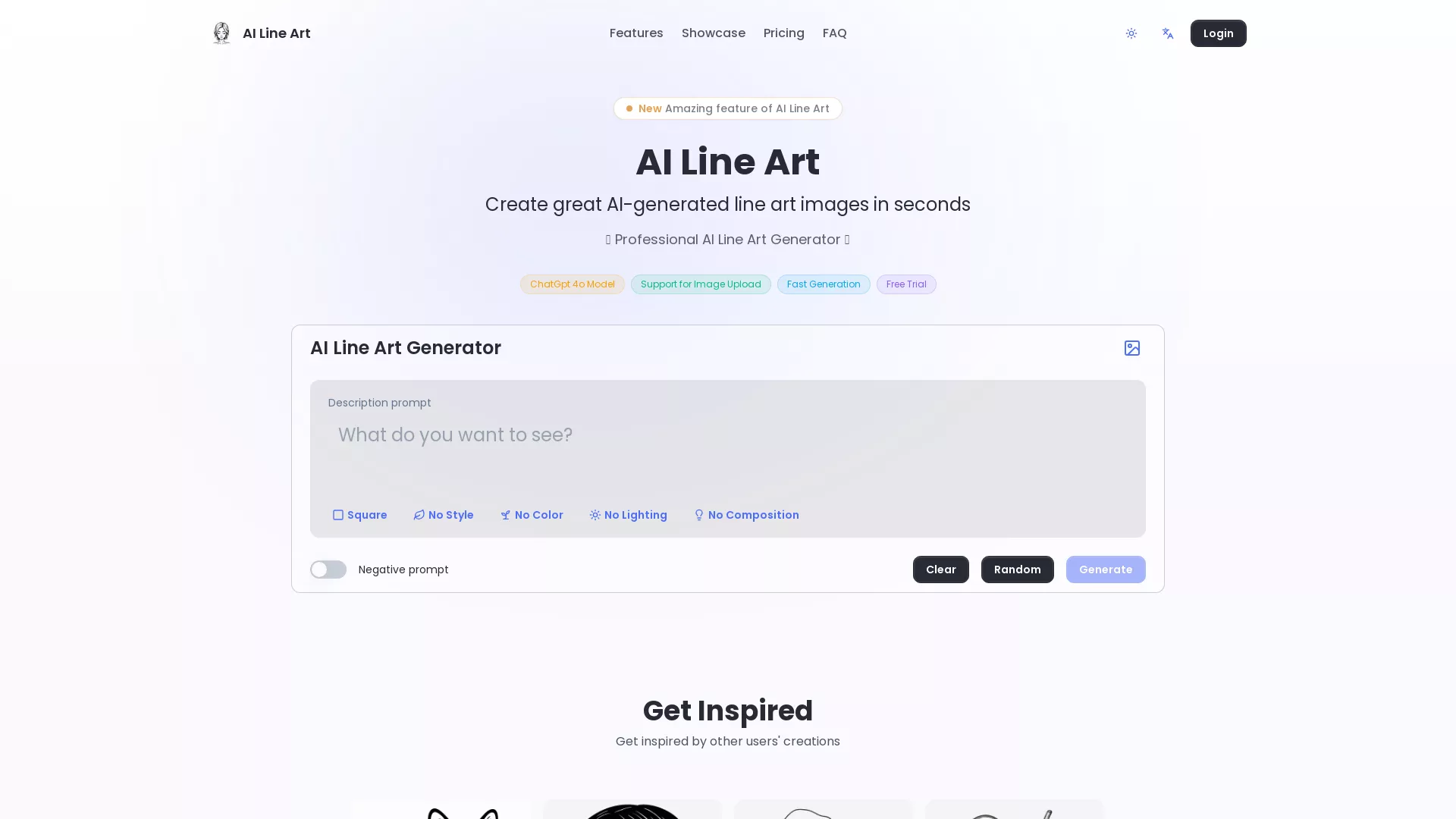 AI Line Art - AI Art Tool Website Screenshot