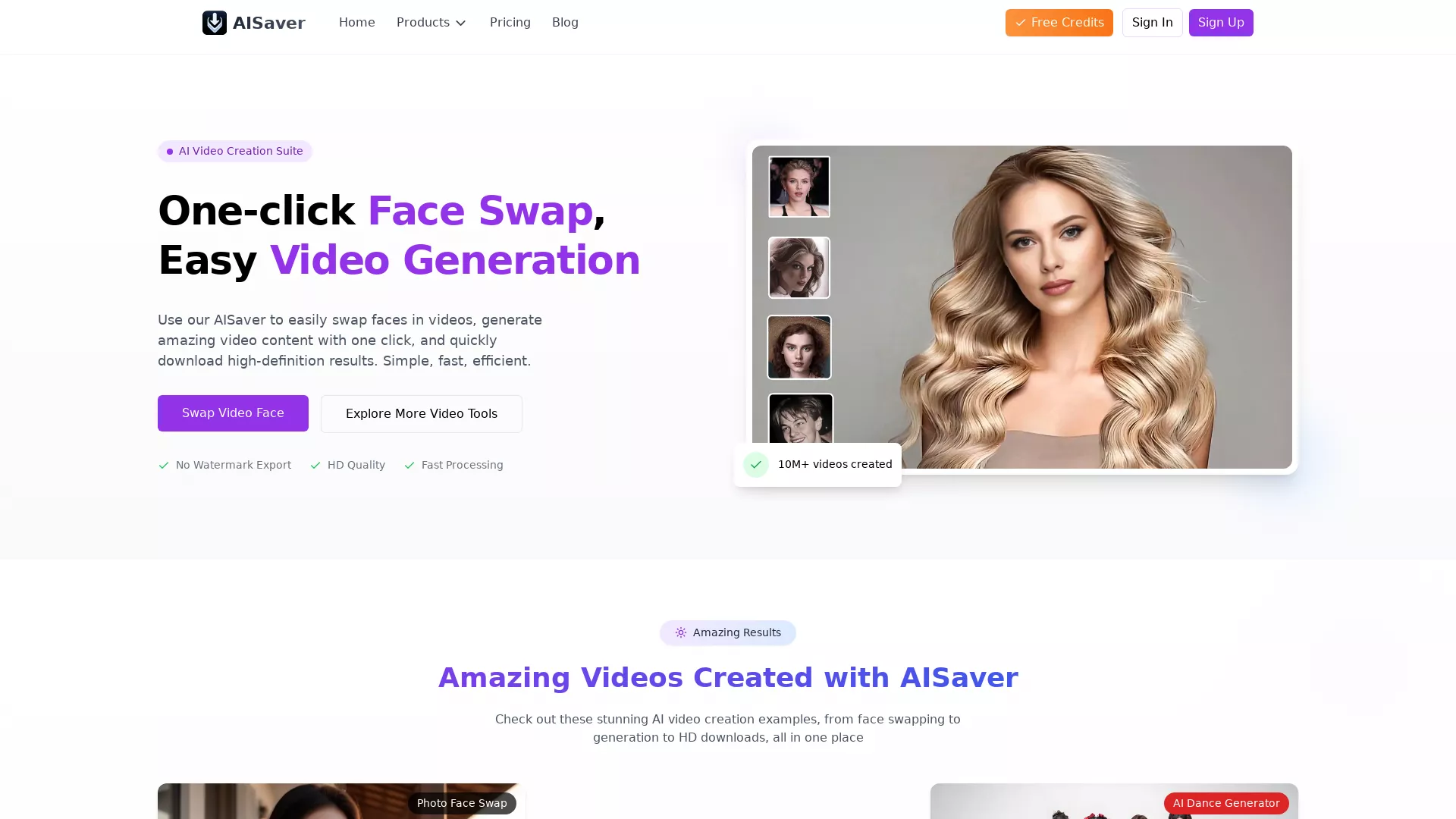 AISaver - AI Video Generator Website Screenshot