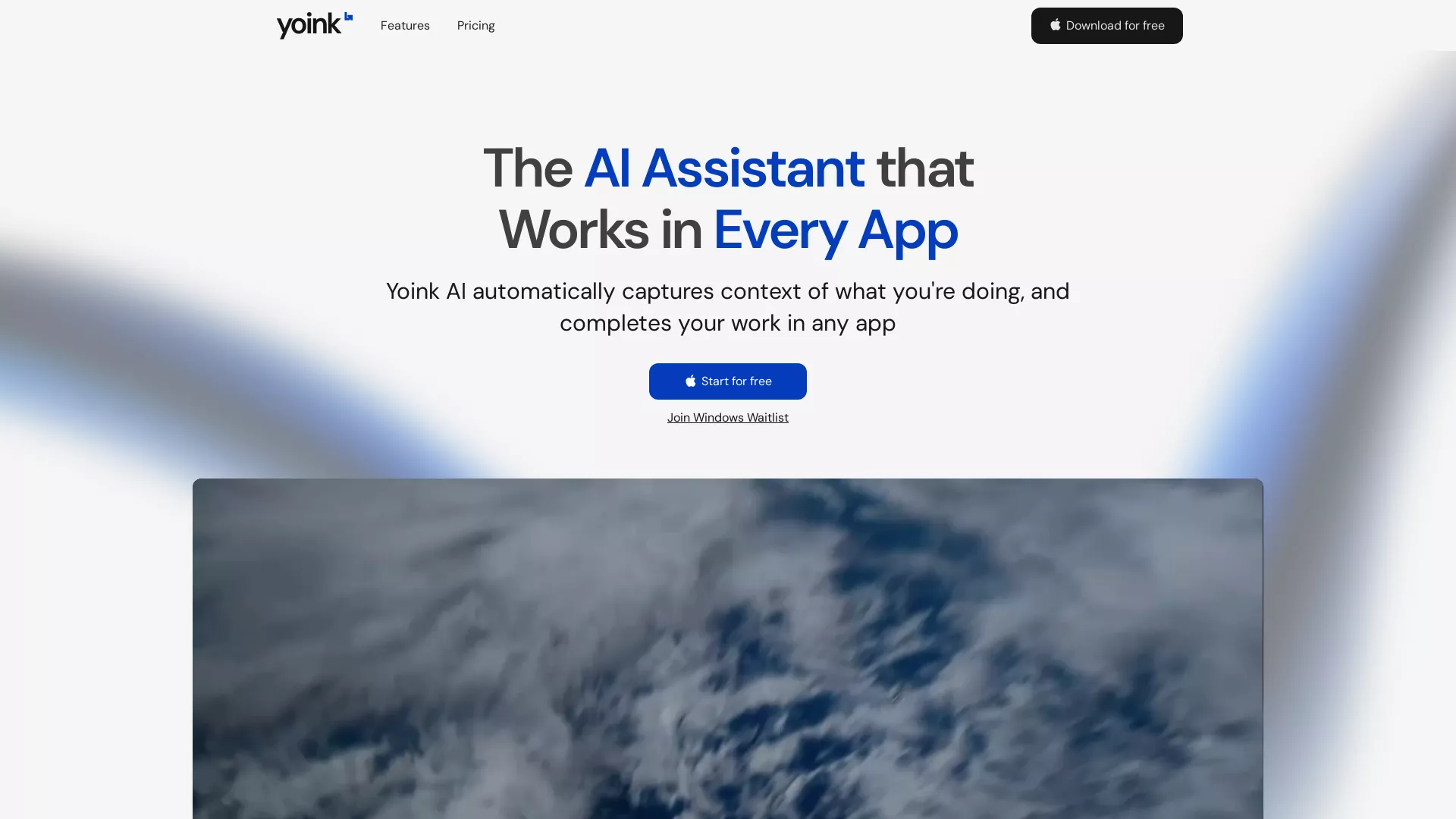 Yoink AI - Context Aware AI Website Screenshot