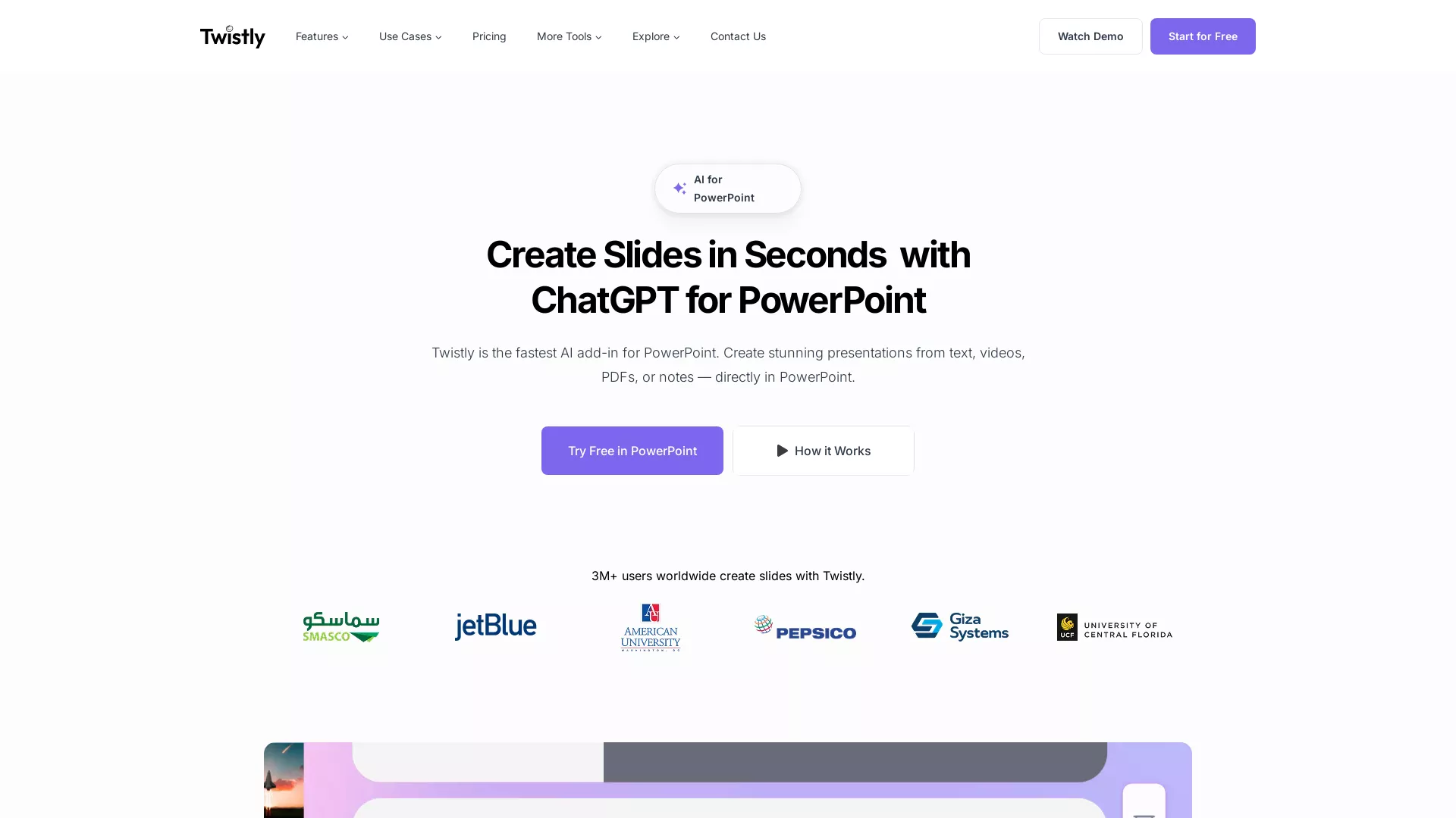 Twistly - AI Presentation Maker Website Screenshot