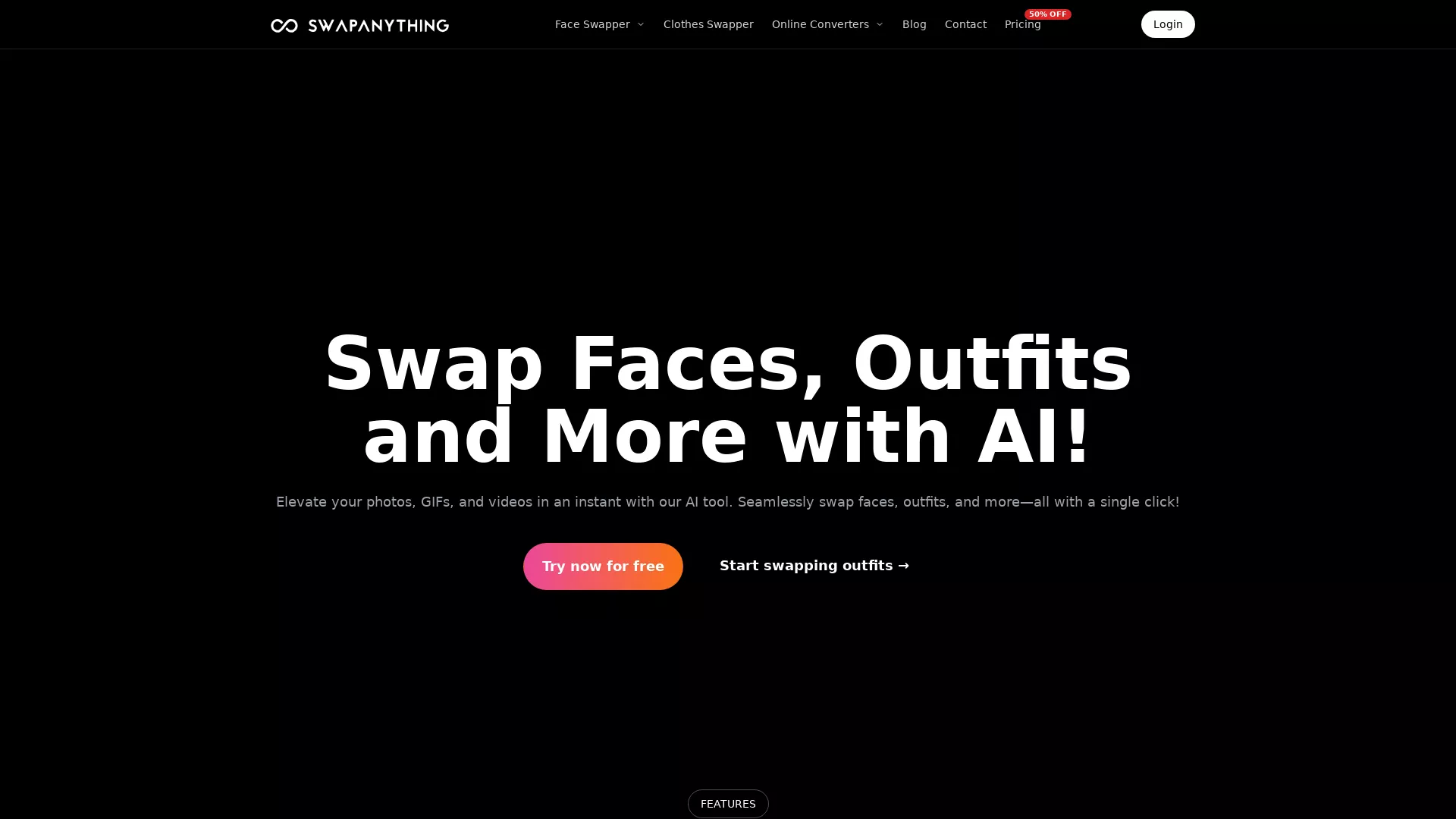 SwapAnything.io - AI Face Swap App Website Screenshot