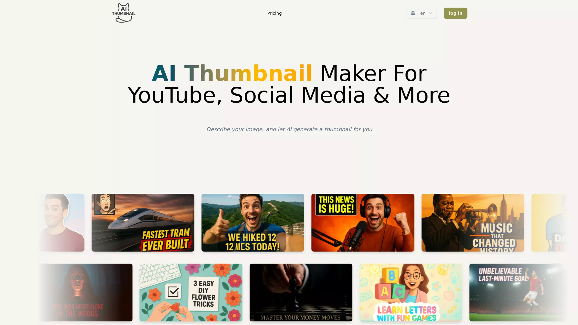 AI Thumbnail Maker - AI Image Tool Website Screenshot
