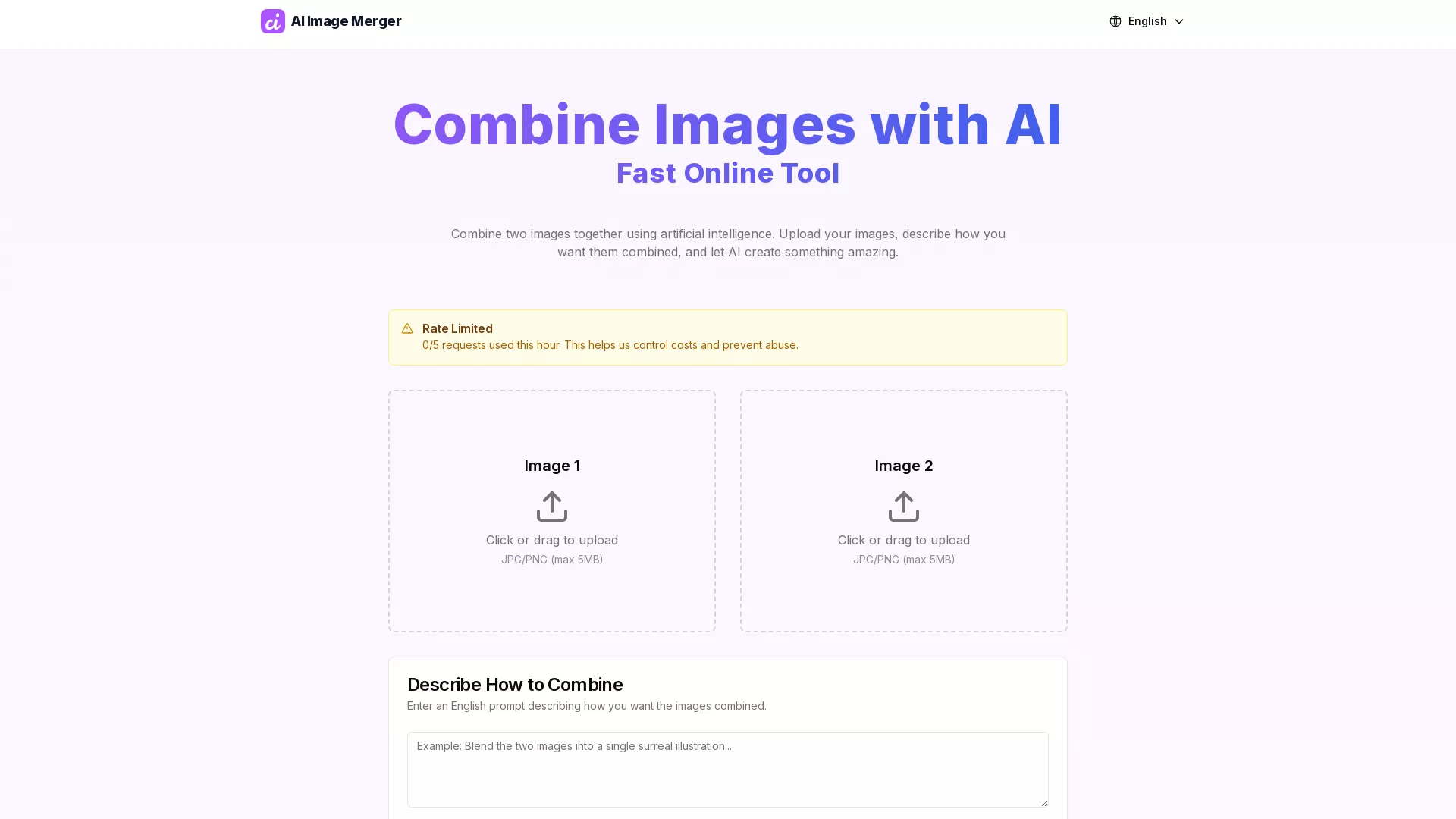 AI Image Merger - AI Image Merge Tool Website Screenshot