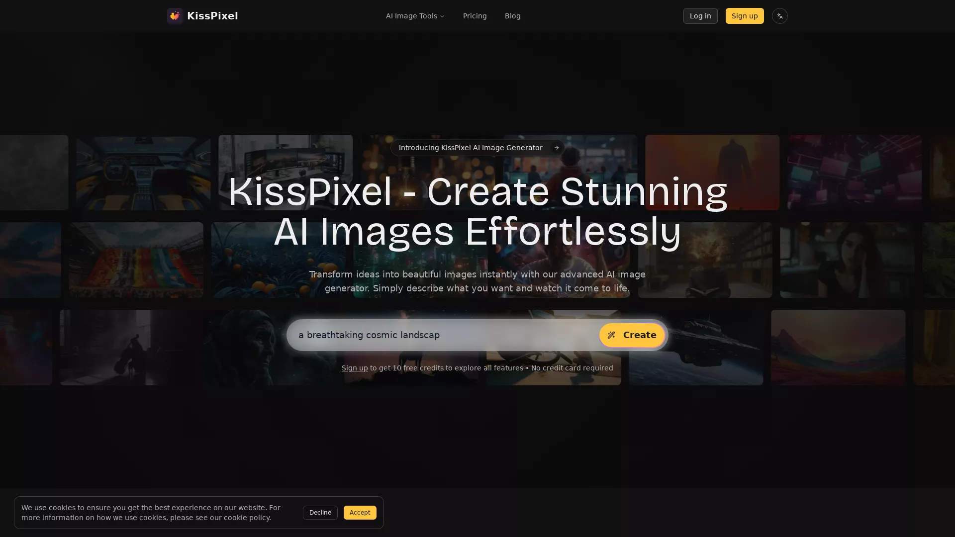 KissPixel - AI Image Generator Website Screenshot