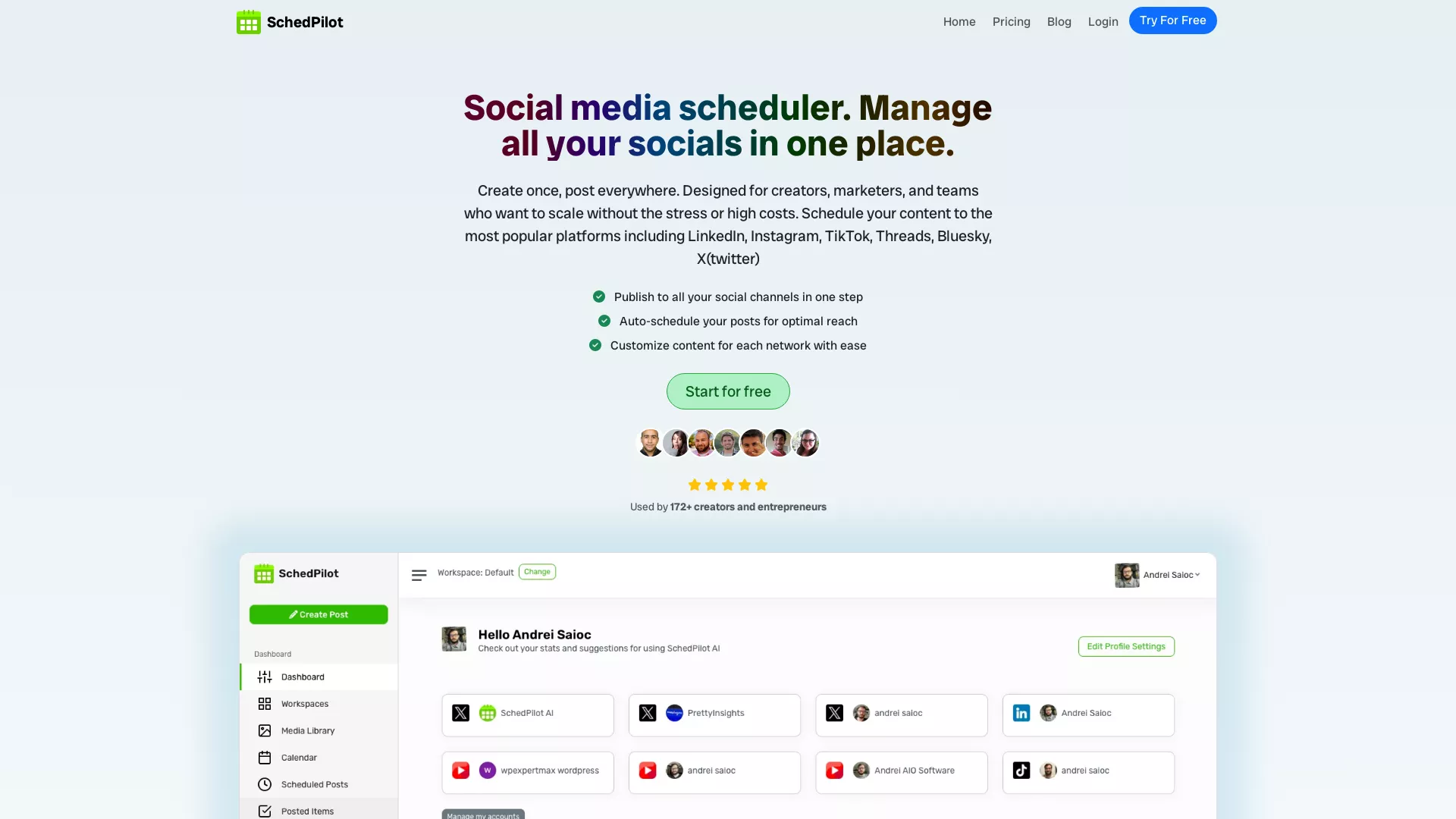 SchedPilot - AI Social Media Scheduler Website Screenshot