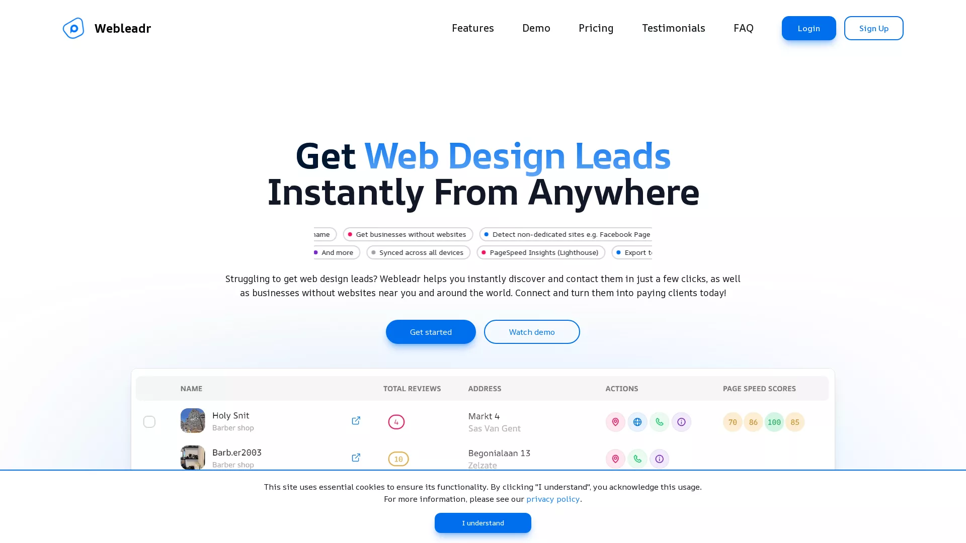 Webleadr - Web Design Lead Generation Platform Website Screenshot