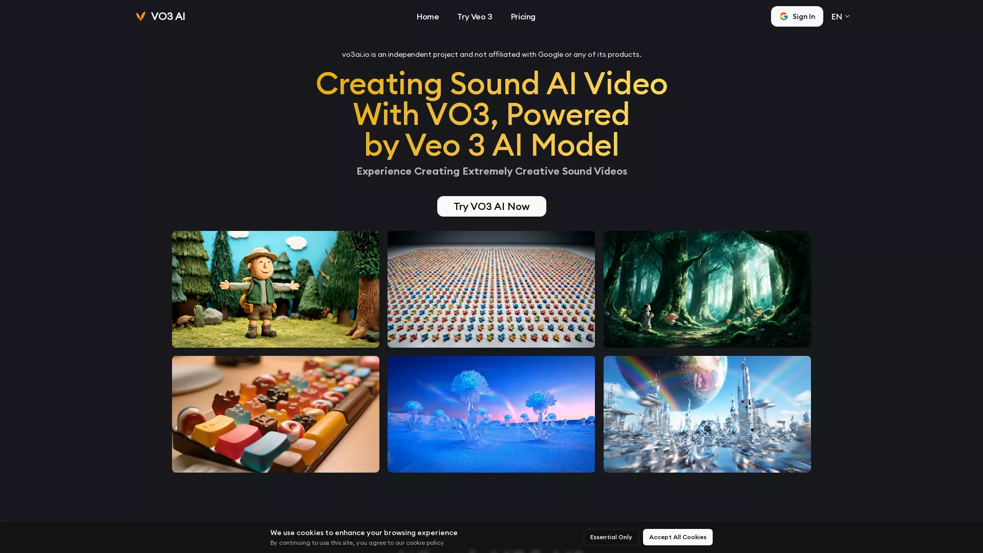 VO3 AI - Veo 3 AI Video Generator Website Screenshot