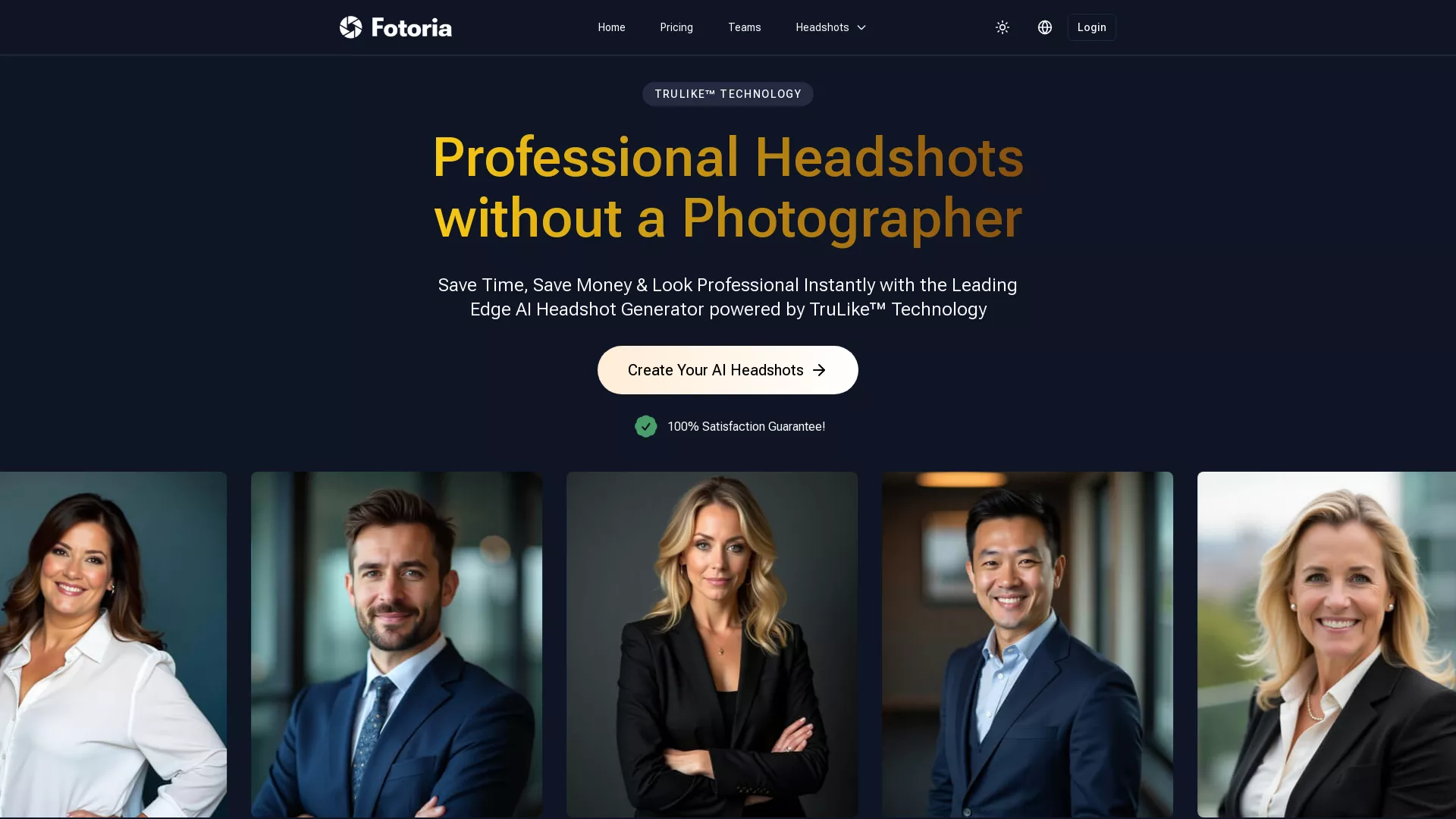 Fotoria AI Headshot Generator - AI Headshot Generator Tool Website Screenshot