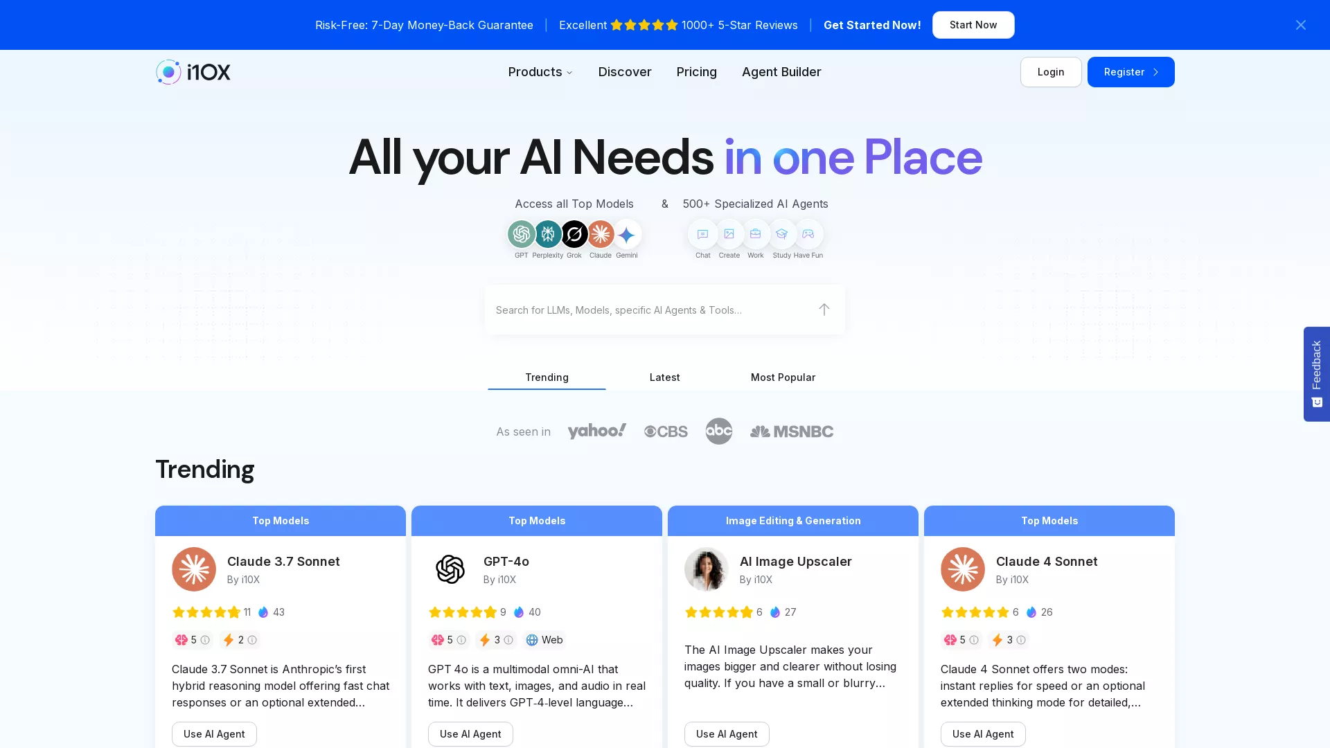i10X - AI all-in-one platform Website Screenshot