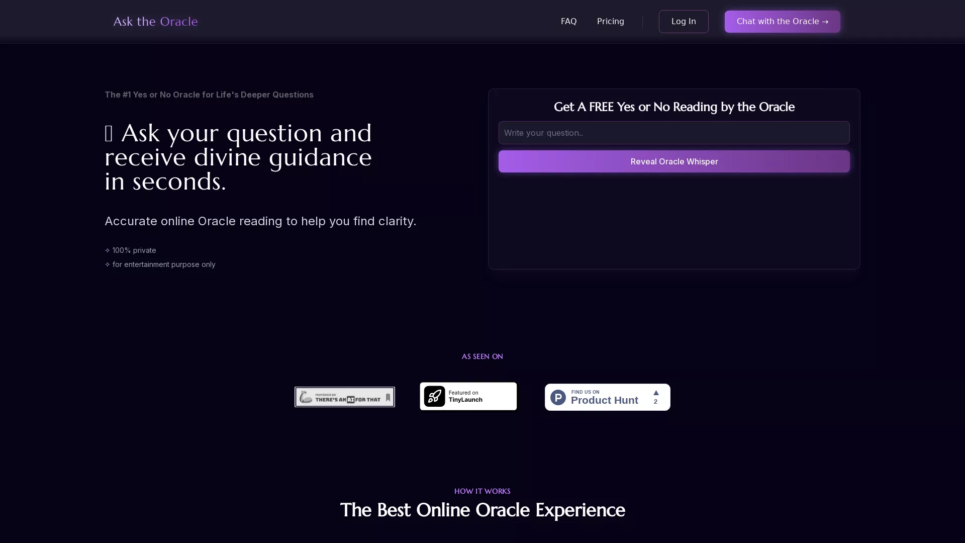 Ask The Oracle - Yes or No Oracle Website Screenshot