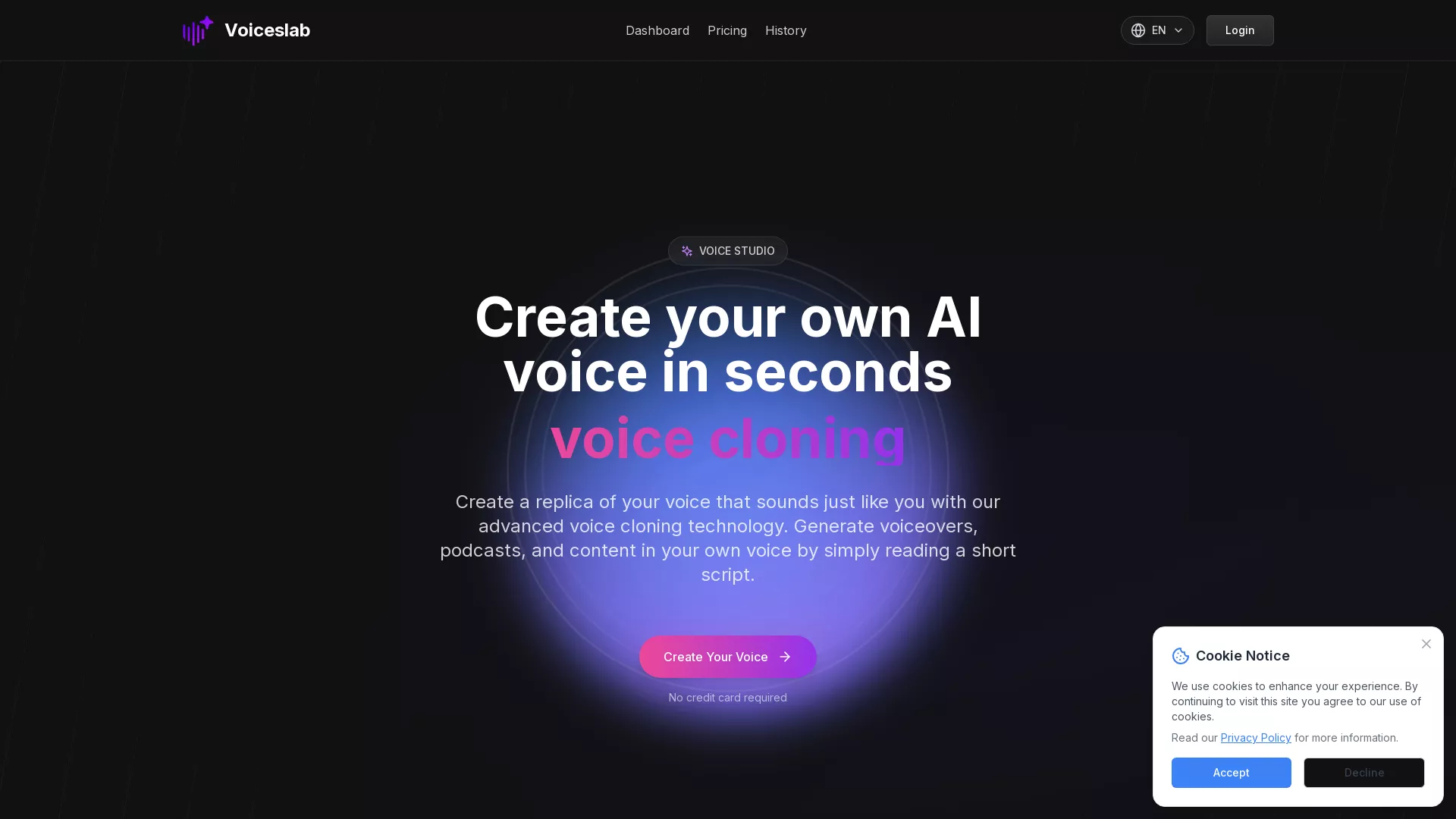 voiceslab - AI Voice Cloning Website Screenshot