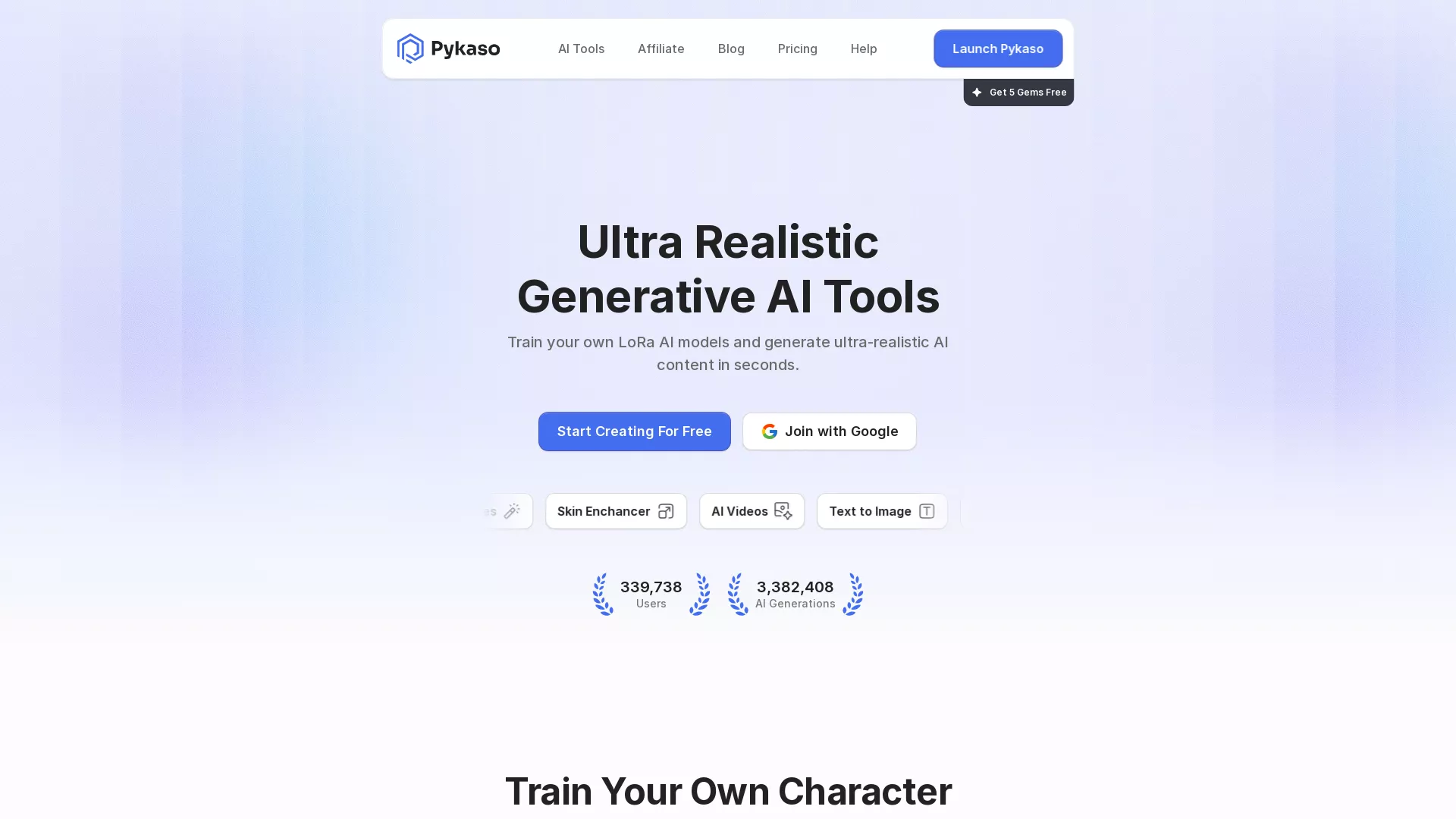 Pykaso AI - AI Content Generation Website Screenshot