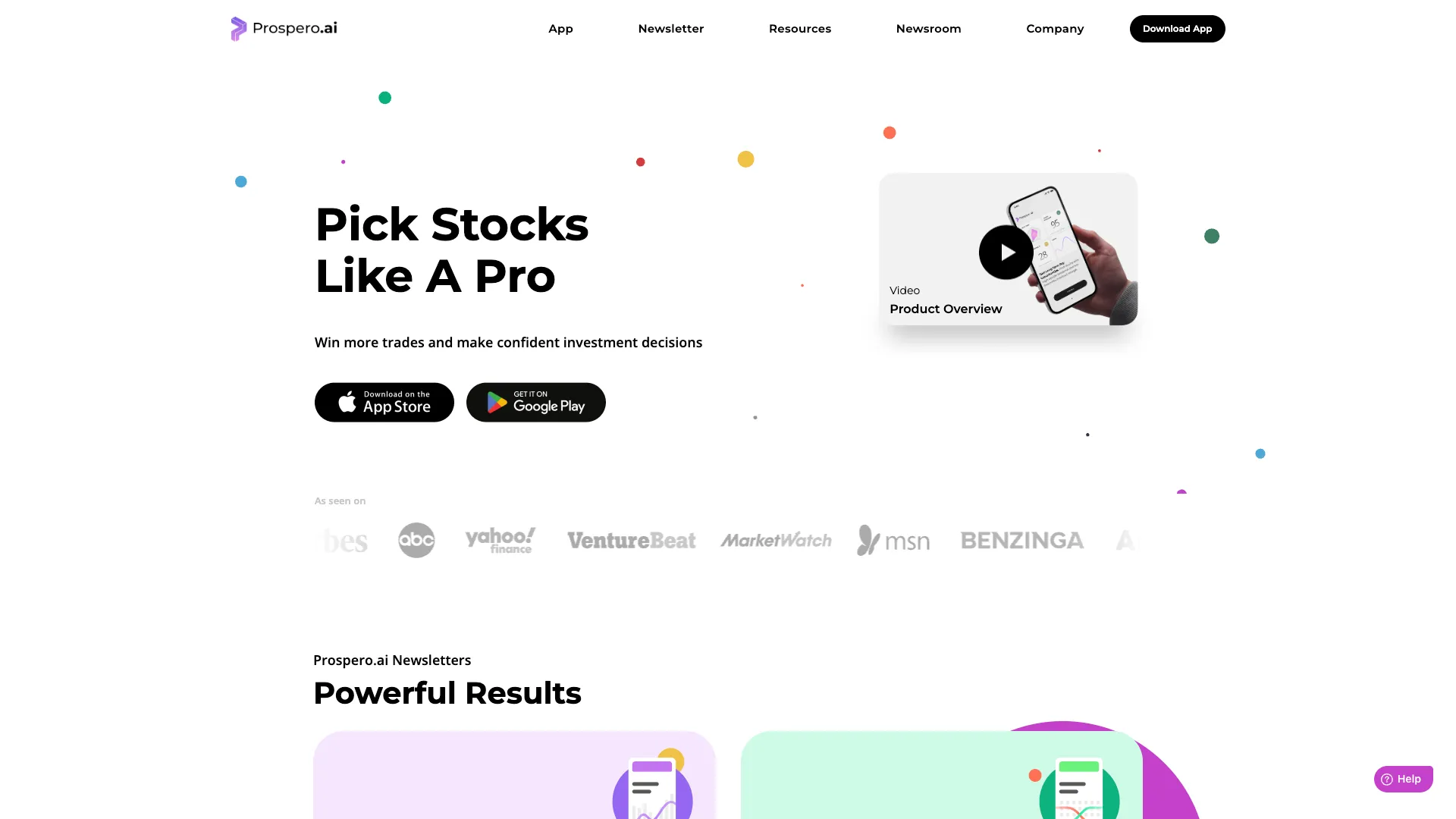 ProsperoAI - AI Investment Insights Website Screenshot