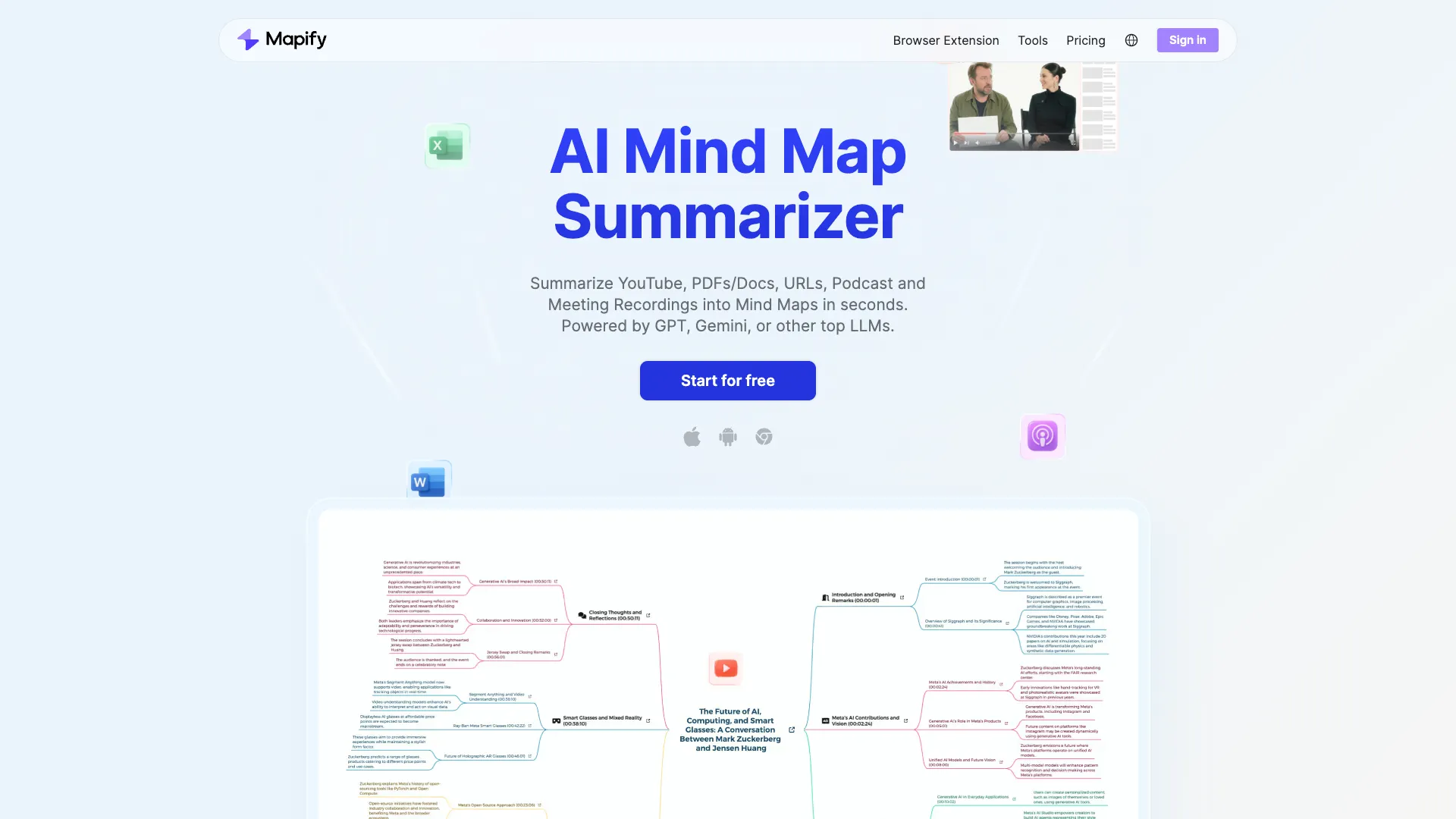 Mapify - AI Mind Map Generator Website Screenshot