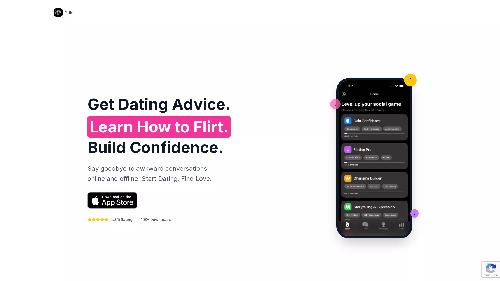 YukiDatingAdviceFlirting - AI Dating Coaching Website Screenshot