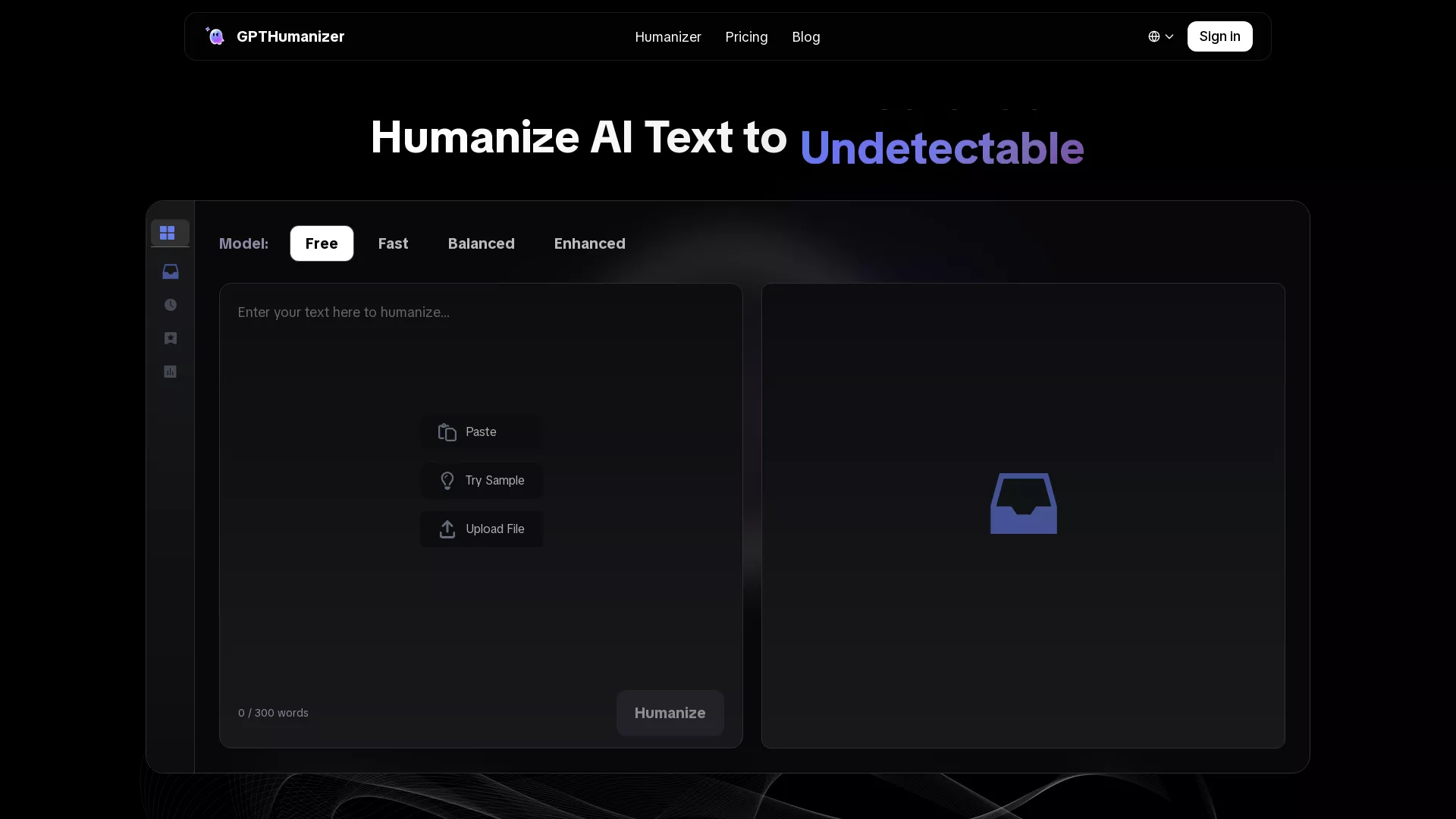 GPTHumanizer - AI Text Humanizer Website Screenshot