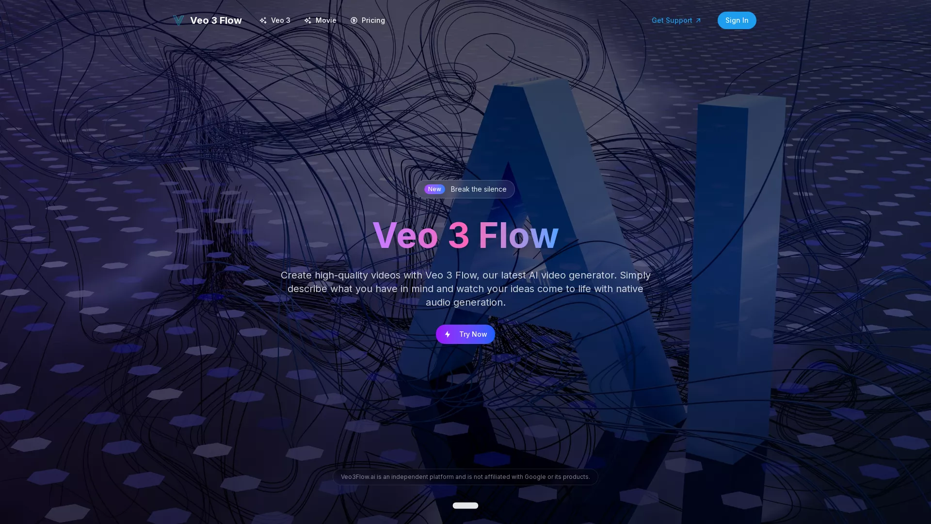 Veo 3 Flow - AI Video Generation Platform Website Screenshot