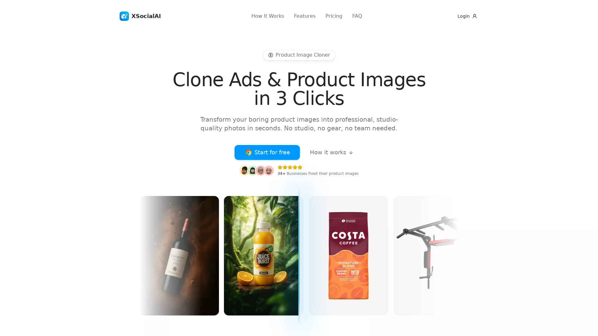 XSocialAI - AI Image Cloning Tool Website Screenshot
